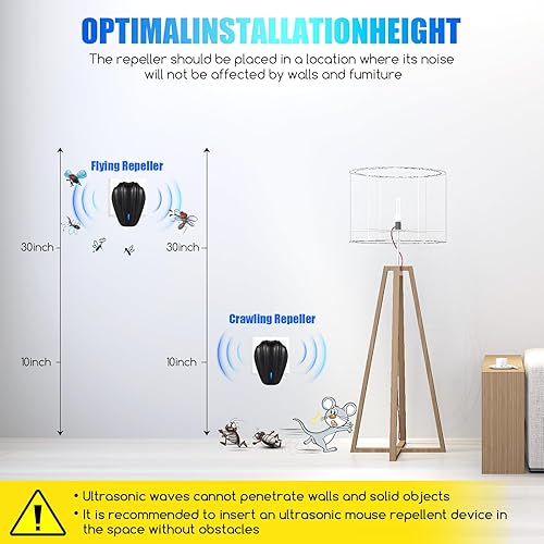 Miniatura 6 de Paquete de 2 repelentes ultrasónicos de plagas para interiores, repelente de plagas ultrasónico, repelente de plagas para roedores e insectos,