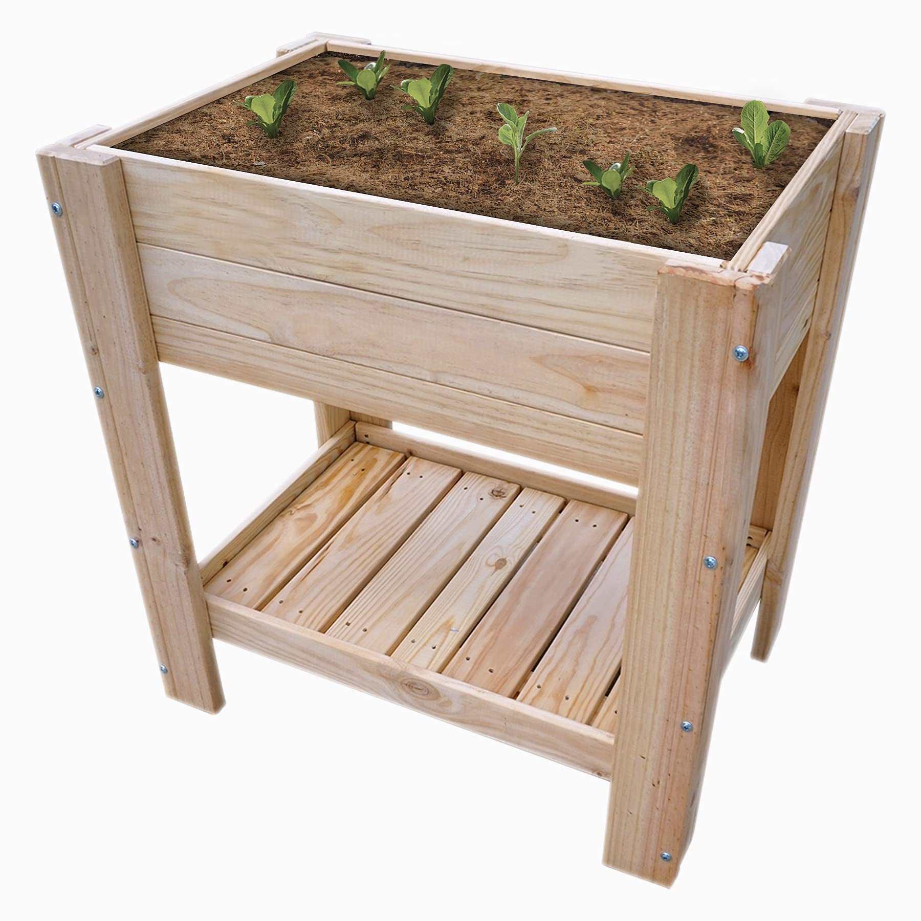PLANTAWA Mesa de Cultivo, Mesa Rectangular, Mesa de Madera para Huerto Urbano, 80 x 64 x 117 cm, Jardinera Exterior para Terraza Jardín Monta tu Huerto Grande