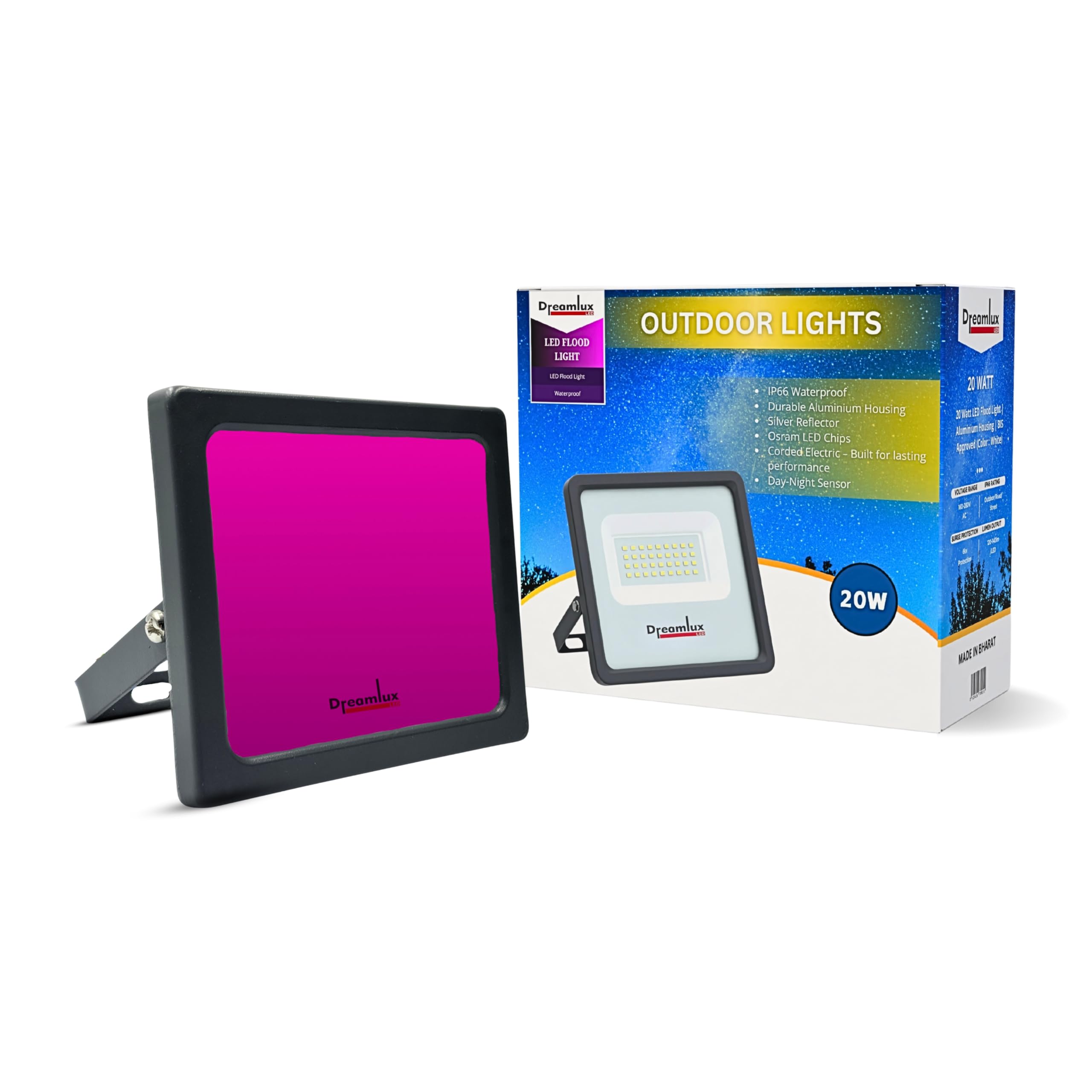 Dreamlux 20W LED Flood Light | IP66 Waterproof Indoor & Outdoor Focus Light for Decoration, Energy-Efficient Halogen Light, Lighting Fixtures for Wall & Home (1, PINK, 20-Watts)-image-45