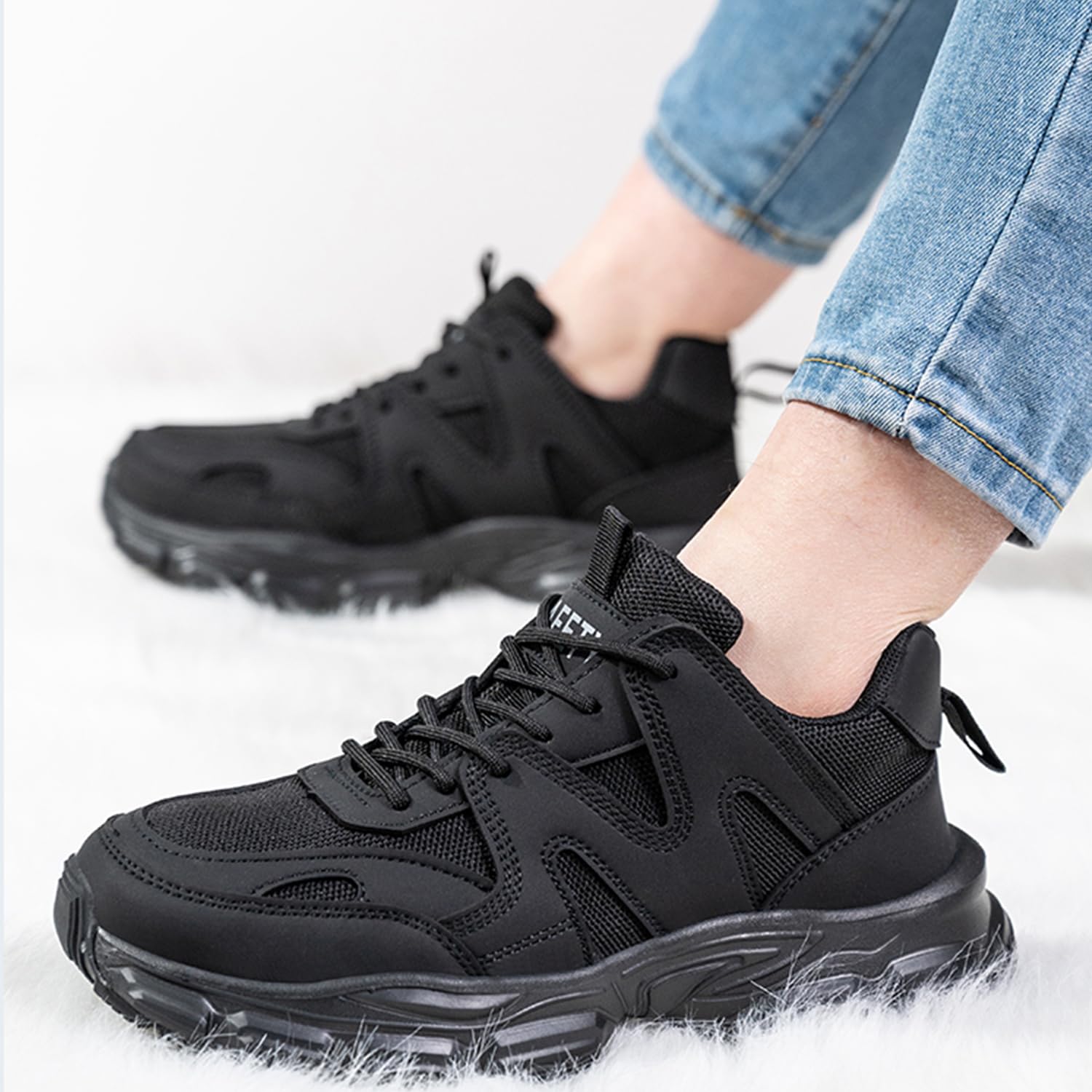 Arbeitsschuhe Damen Leicht Sicherheitsschuhe rutschfest Sportlich Stahlkappenschuhe Atmungsaktiv Schutzschuhe