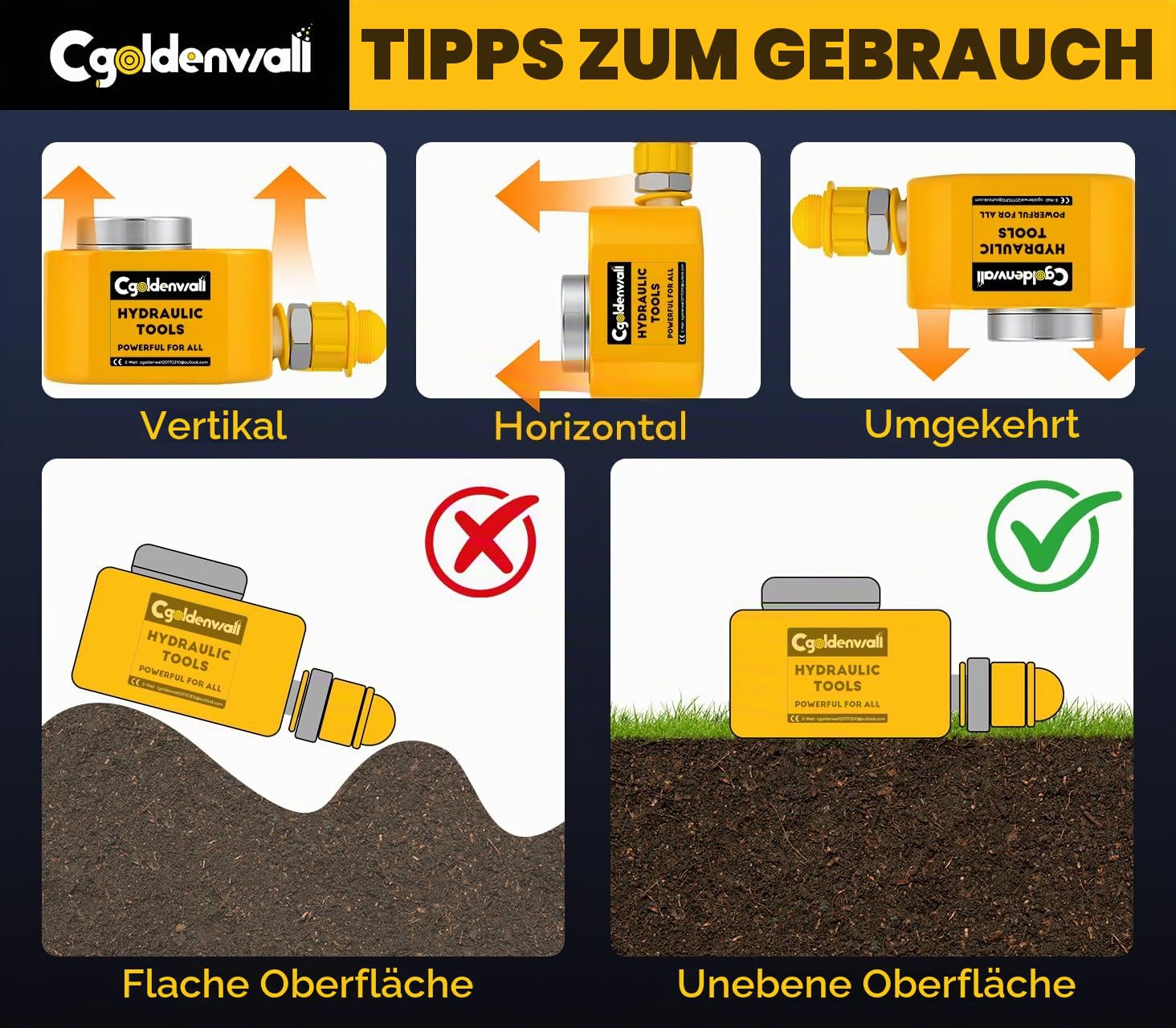 CGOLDENWALL Hydraulikzylinder 20T mit pumpe CP-180 für Gebäude und Brücken | Passt in Enge Räume, Arbeitet in Jeder Position zum Heben-Perfekt für Industrielle Wartungsarbeiten