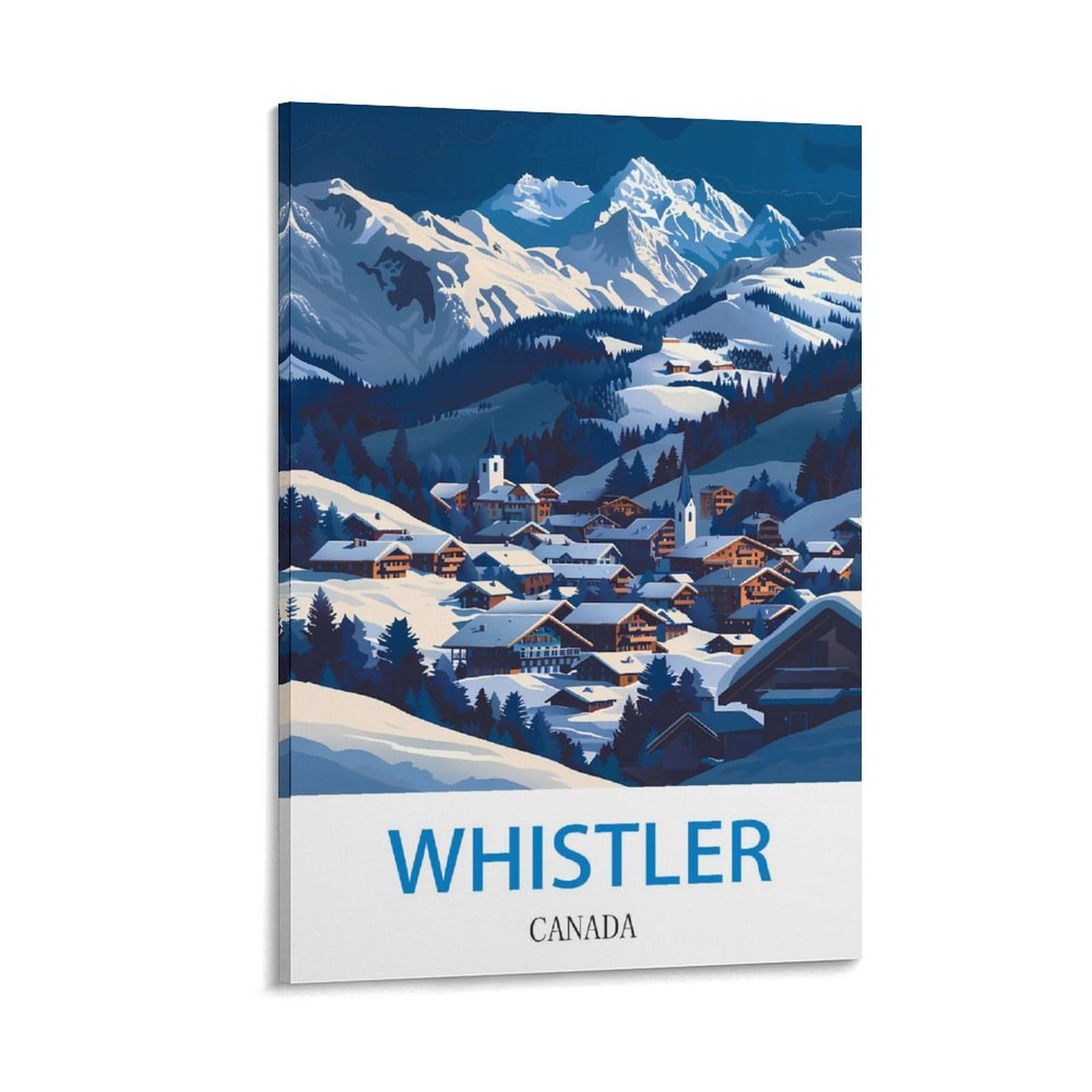 Fzyuen Frame-Style Whistler Canada Vintage Travel Poster Ski 12X18inch(30X45cm) Canvas Wall Art Prints For Wall Decor Room Decor Bedroom Decor
