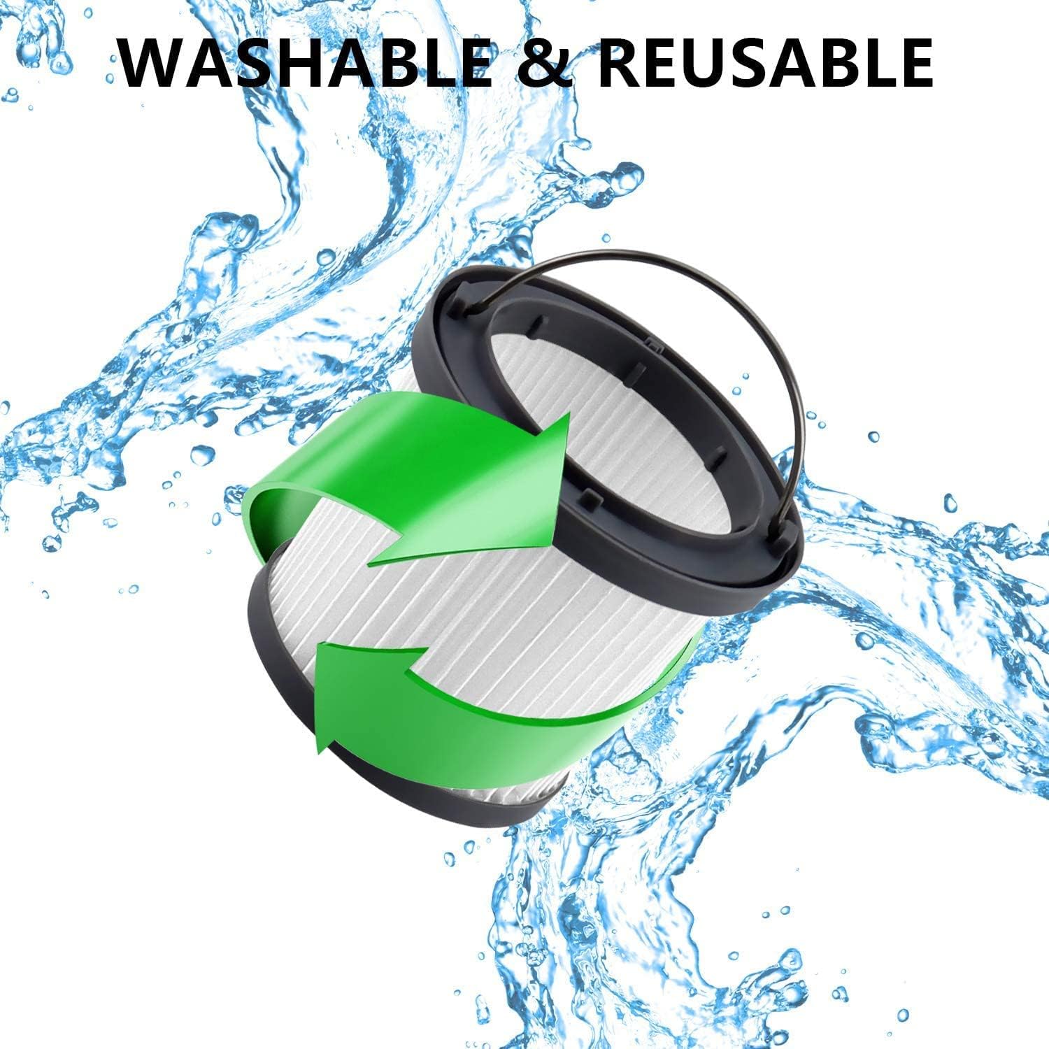 PVF110 Black and Decker Washable Filter Replacement for Black & Decker PHV1410 PHV1810 PHV1210 BDH2000PL Pivot Vacuum by Funmit (4 Pack) -