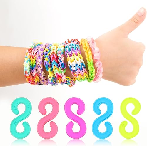 Miniatura 2 de Juego de 500 clips en S para bandas de goma, kit de recambios de conectores de plástico arcoíris, clip de telar para pulseras de goma (colorido)