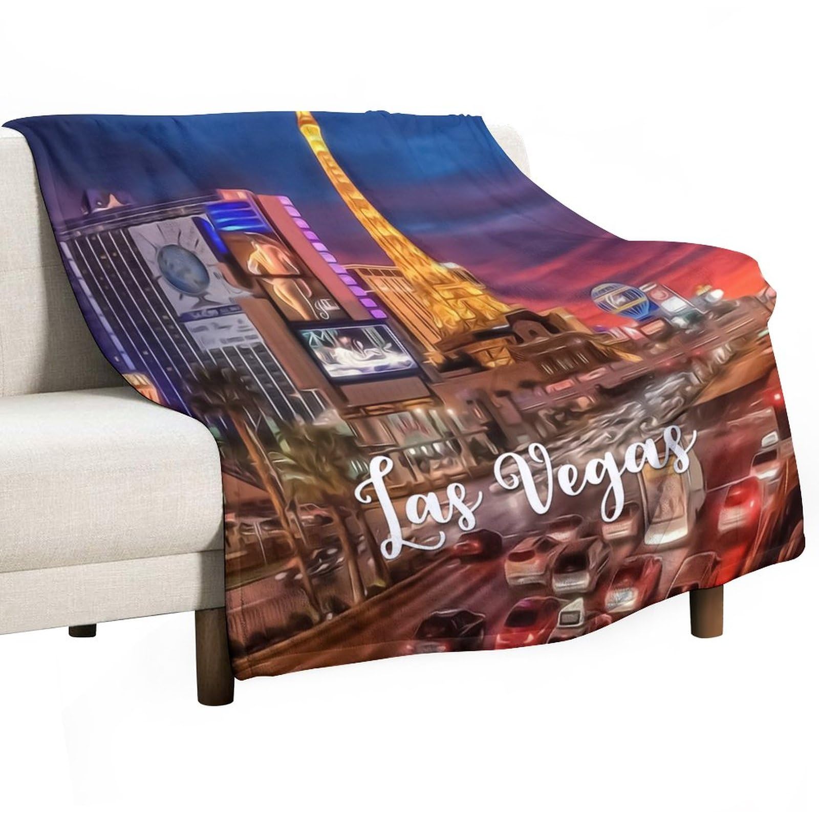 Couverture polaire Las Vegas respirante jeté de lit imprimé Skyline