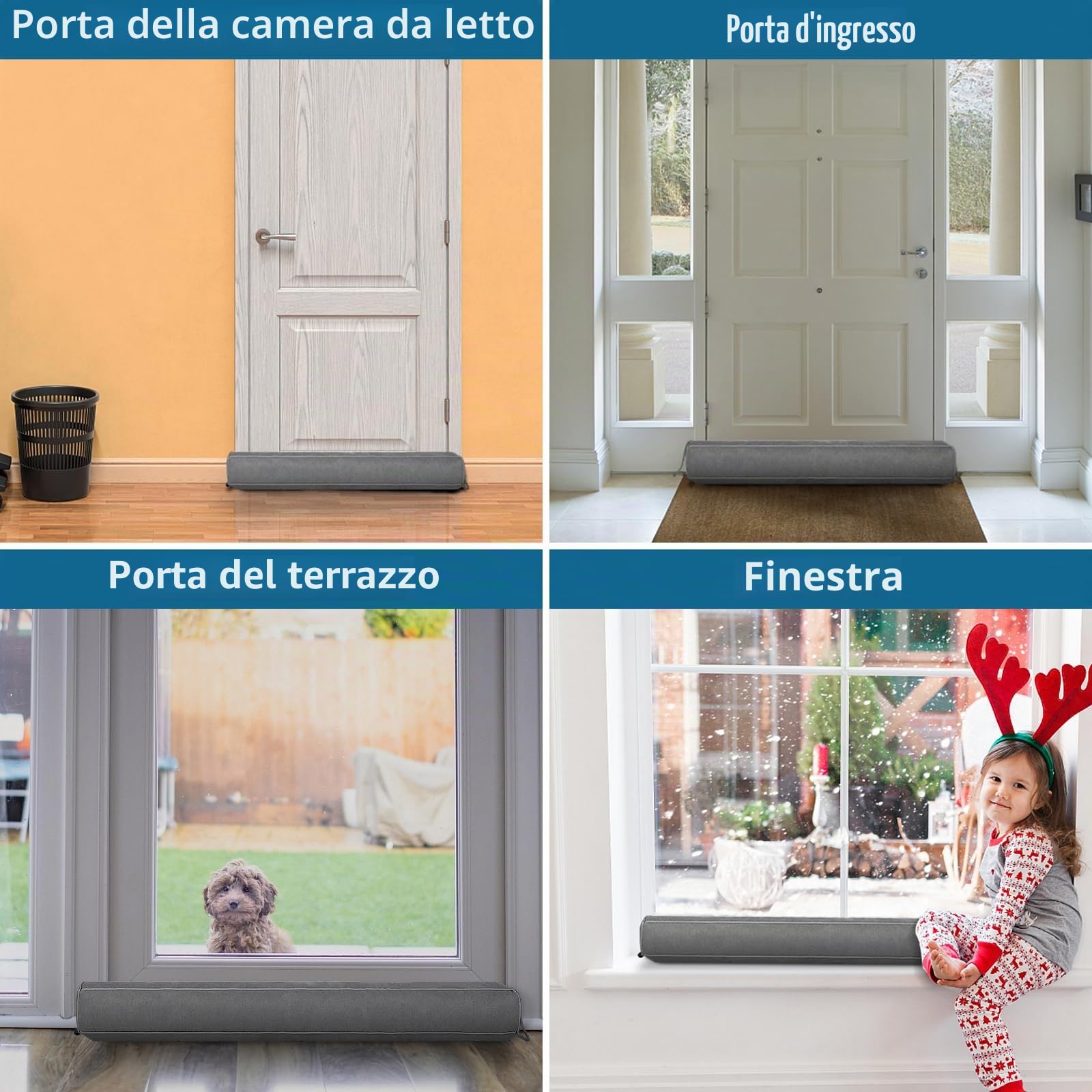 HooTown Paraspifferi per porte, 107 cm, pesante, paraspifferi per porte, paraspifferi, paraspifferi, paraspifferi, paraspifferi per porte, porte, finestre, grigio