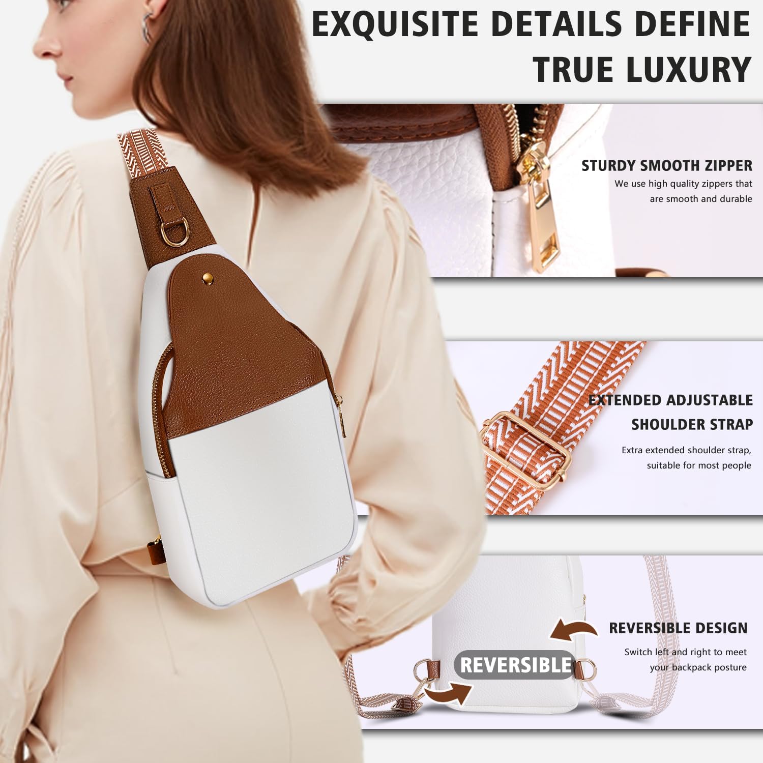 Personalized Crossbody Bag for Women Leather Sling Bags with Initial Letter Chest Bag for Travel, Gift for Mom Wife