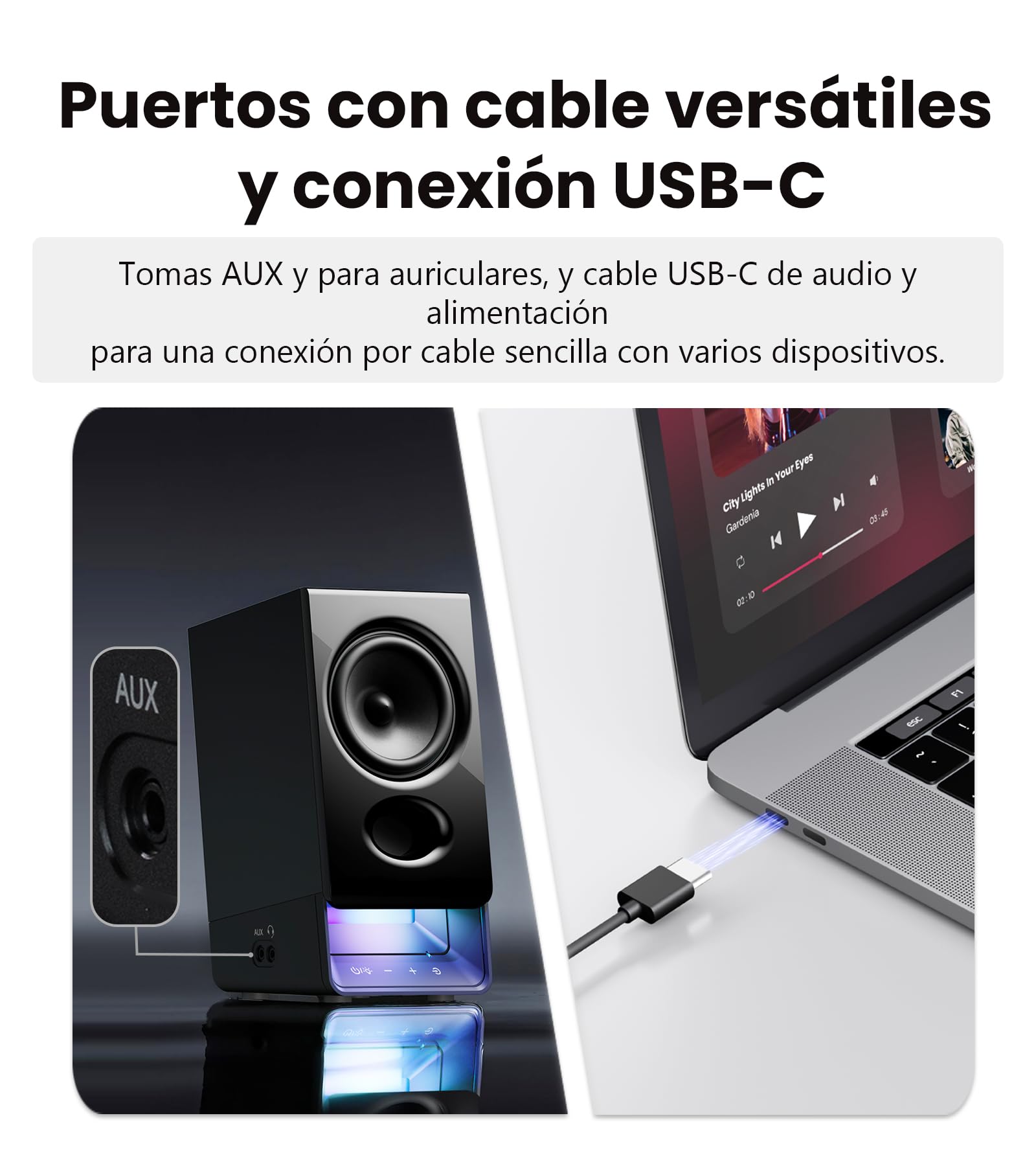 Edifier R20BT Altavoces PC USB, Controladores Full-Range 2.75'', Bluetooth 6.0, Controles táctiles, Entrada AUX, Jack Auriculares, luz Ambiental y perfiles de Sonido Personalizables por App - Negro