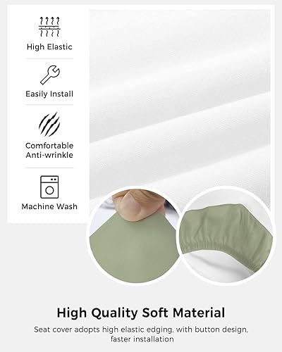 Miniatura 5 de Funda para silla de oficina verde salvia, fundas elásticas para silla de computadora, color verde, modernas, universales, lavables, extraíbles y