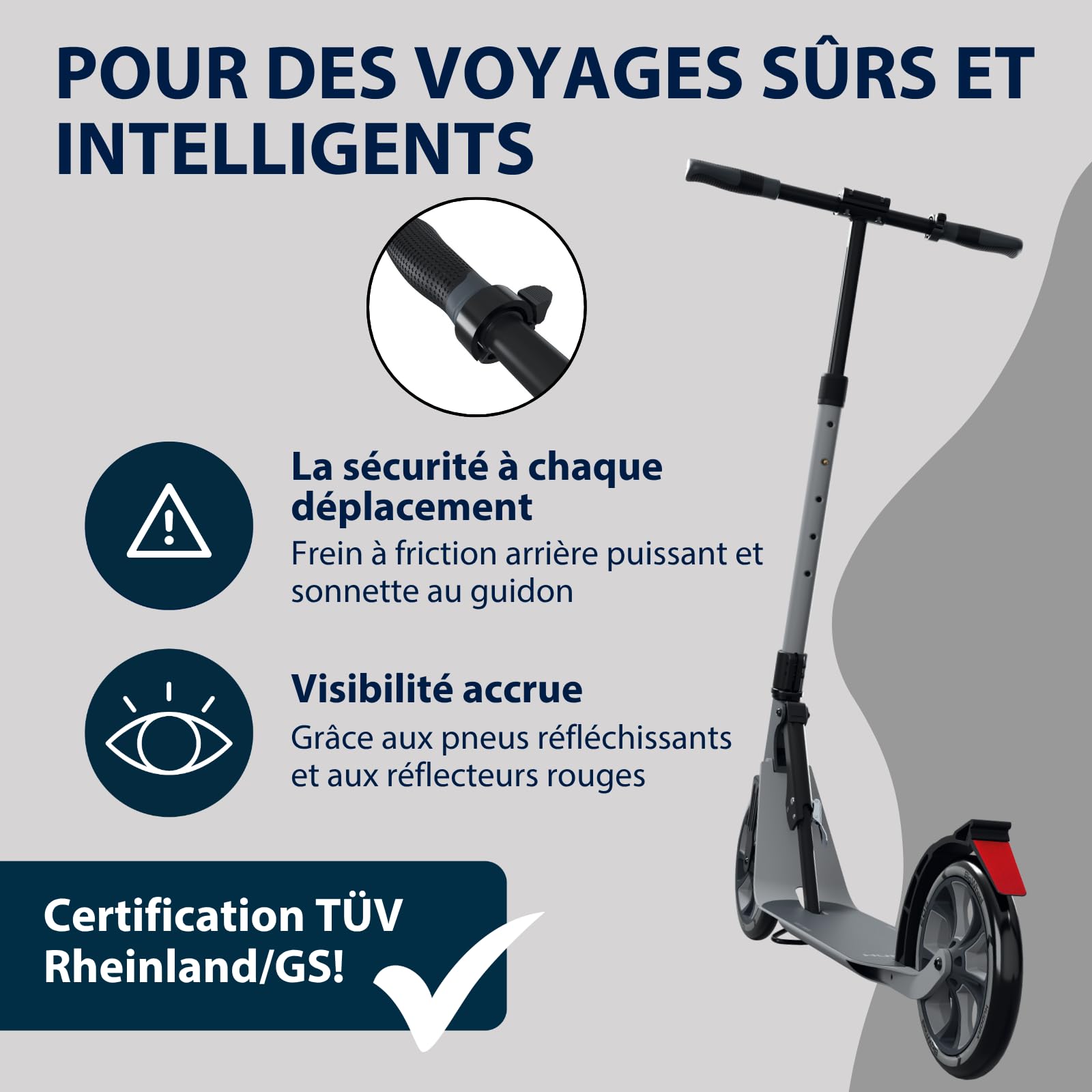 HUDORA BigWheel 230 Advanced Trottinette silencieuse et Pliable en Aluminium pour Enfants Adolescents et Adultes jusqu'à 120 kg