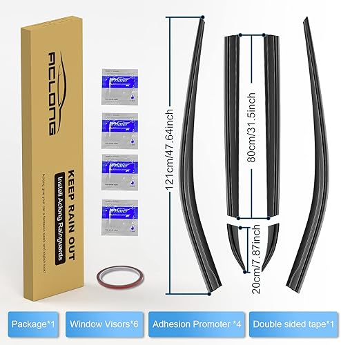 Miniatura 9 de ACLONG Protector de lluvia ahumado, visera de ventana compatible con Honda CR-V (CRV) 2023 en canal, visera solar lateral inastillable, deflectores