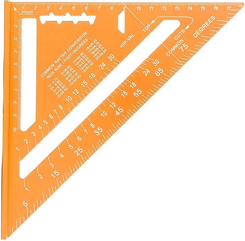 Miniatura 7 de Triángulo de carpintería, carpintero triángulo de aleación de aluminio fundido a presión para medir y marcar herramienta carpintería roja (dorado)