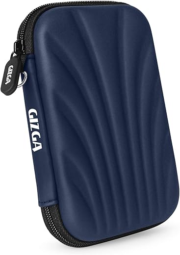 Gizga Portable 2.5″ Hard Disk Drive Case, Multipurpose Pouch, Rugged Semi Hard Shell, Travel Friendly HDD Case (Navy Blue)