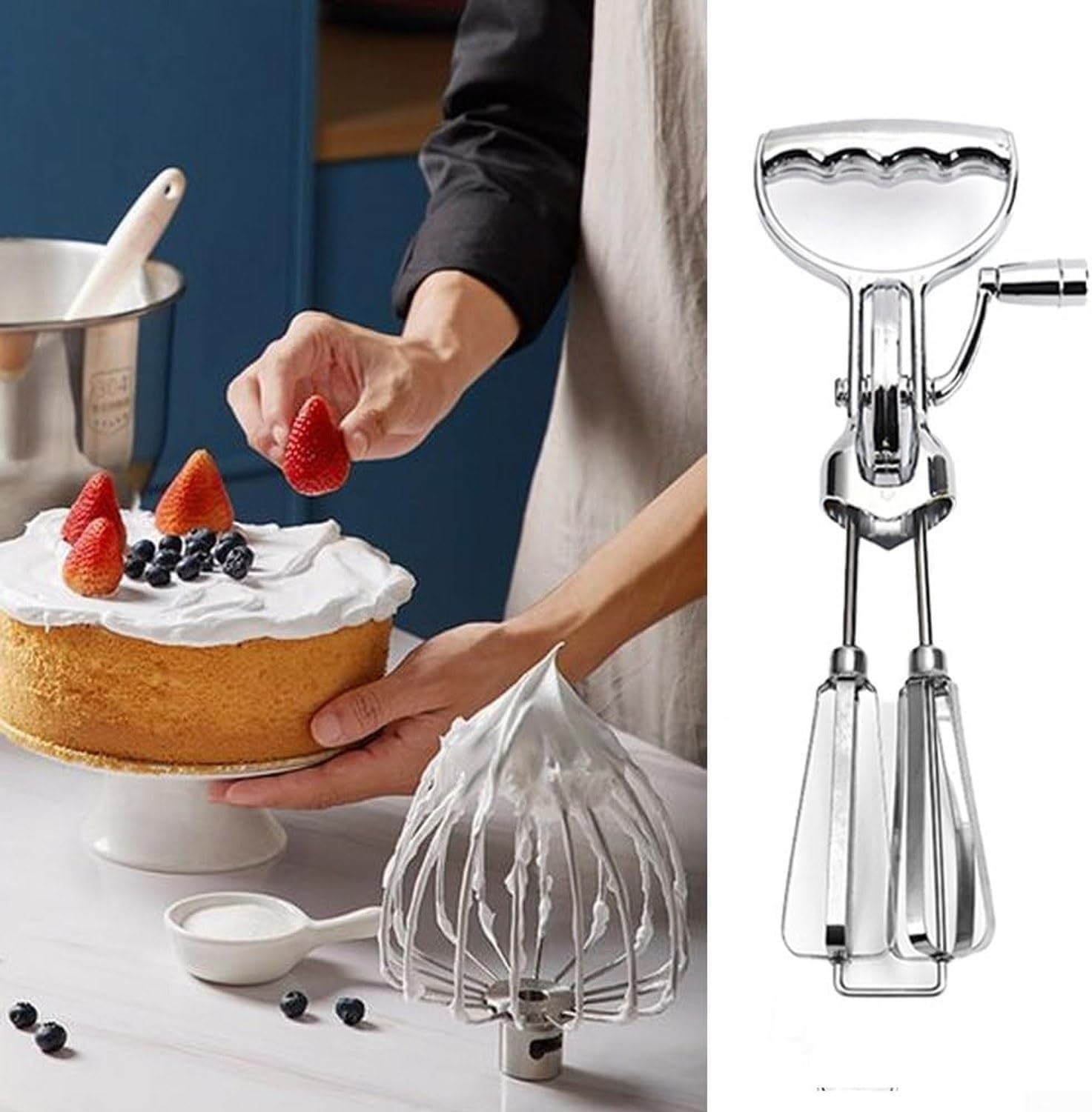 Frullino Manuale in Acciaio Inox a Doppia Frusta