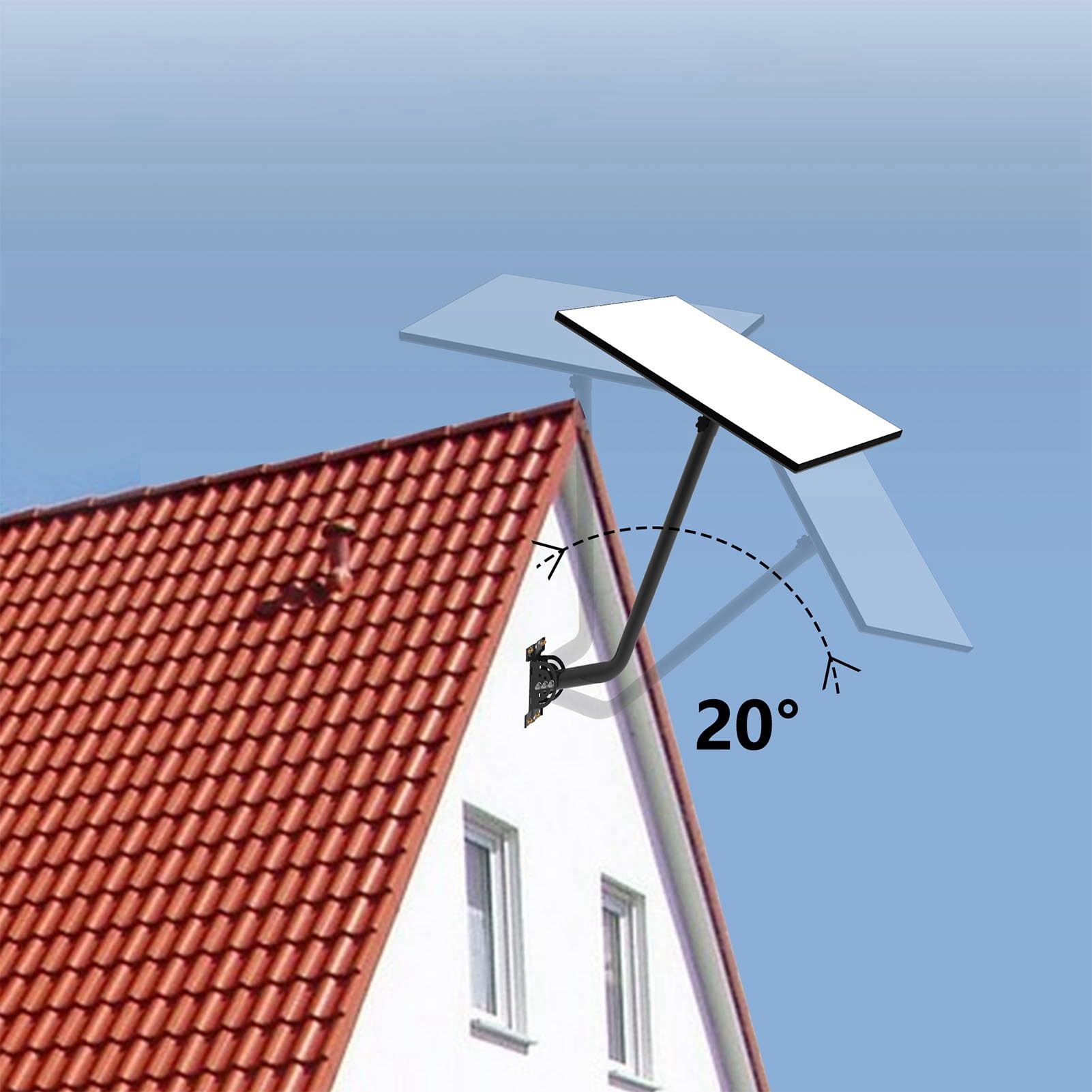 Monture Gen 3, Support de Toit Compatible avec la Parabole Standard V3 Longue Fixation Murale Monture sur Mât avec Adaptateur de Tuyau