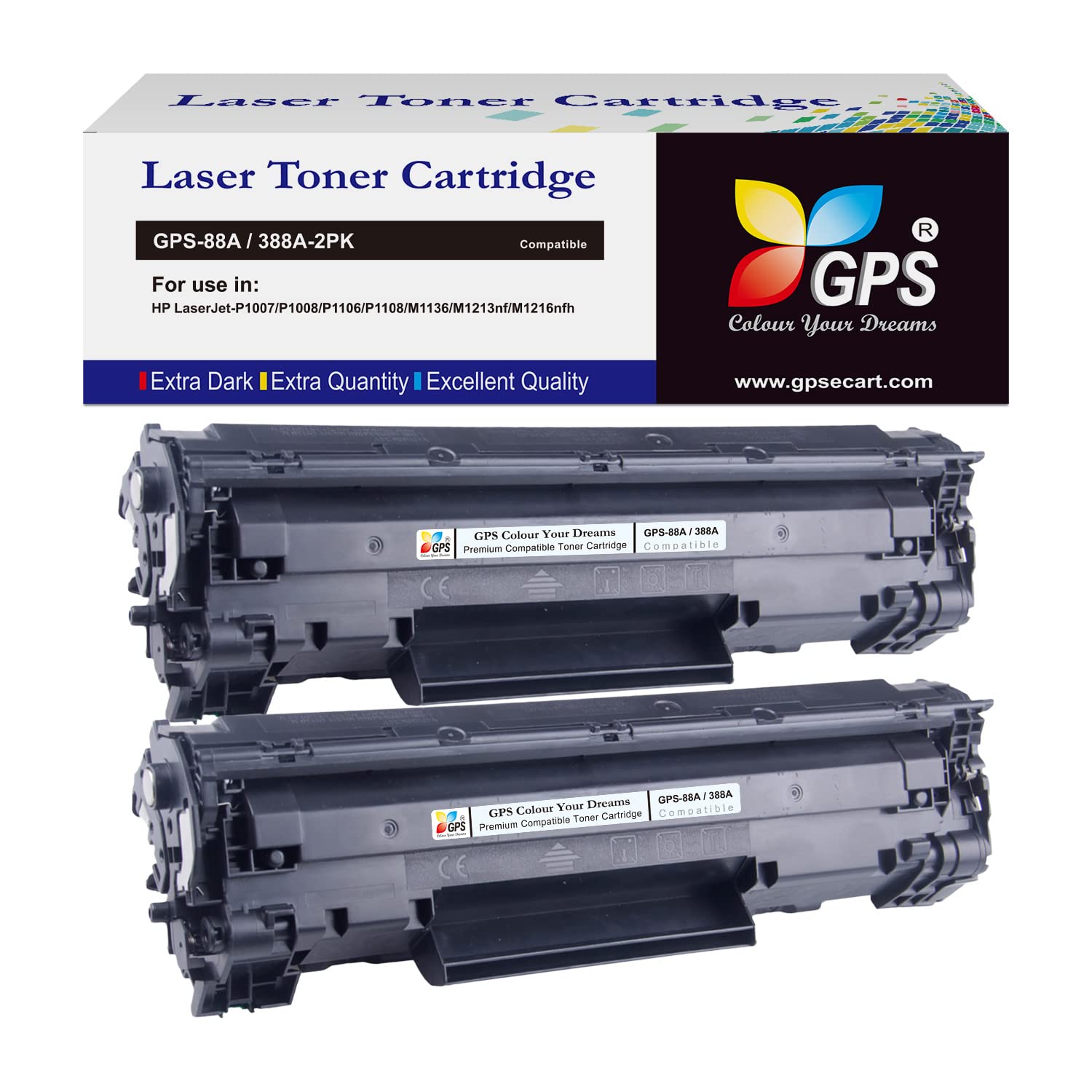 GPS Colour Your Dreams 88A Toner Cartridge for HP Laser Printers P1007, P1106, P1108, M1213nf, M1136-MFP, M126nw (Pack of 2) (B08XW4GS6F) Amazon Price History, Amazon Price Tracker