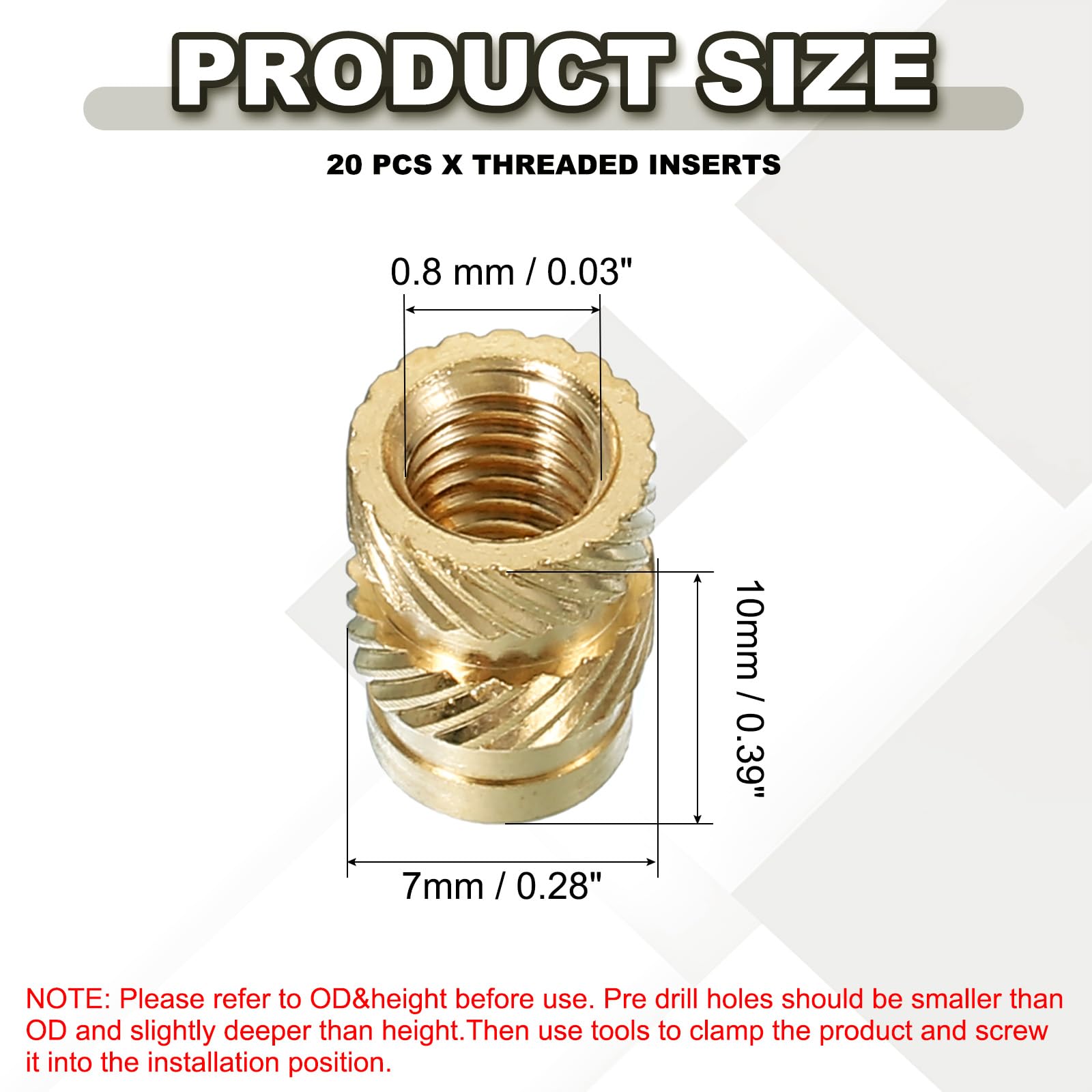 PATIKIL M5 Threaded Inserts M5x10x7mm - Image 2