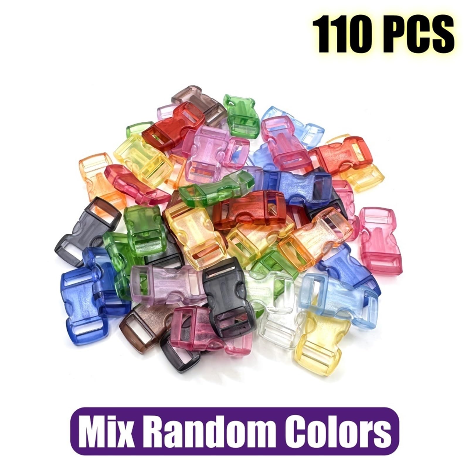 Schnallen und Clips für Rucksäcke 11–110 Stück 10 mm transparente bunte Mini-Plasitc-Seitenverschlussschnallen for Armband-Bastel-Katzenhalsbandverschlüsse