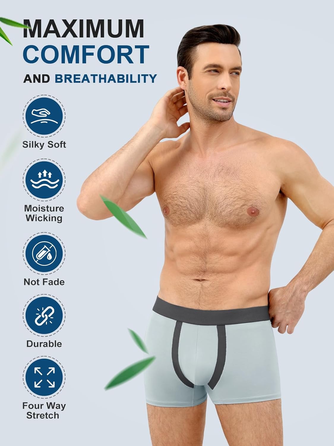 Auxo Mens Underwear Boxer Briefs With Pouch Modal Mesh Breathable Underwear No Riding Up Moisture Wicking 4 Pack - Image 6