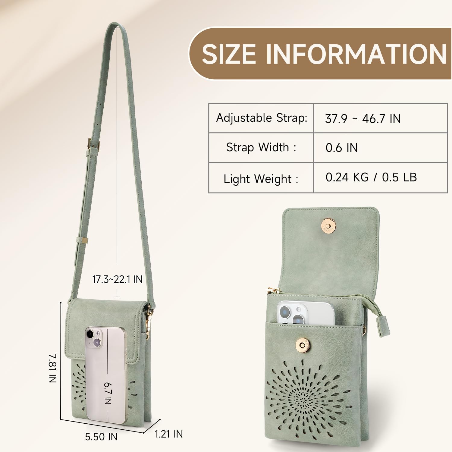 APHISON Small Crossbody Bags for Women Trendy, Leather Phone Wallet Purses Handbags Card Slots with Adjustable Strap