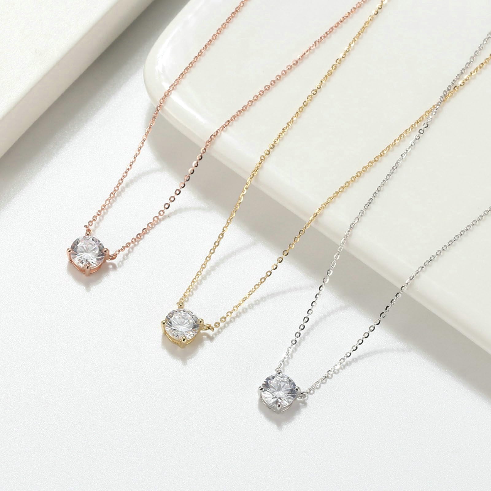 Collana Pendente Donna in Argento Oro Collana Pendente Ciondolo in Zircone Zirconia Cubica