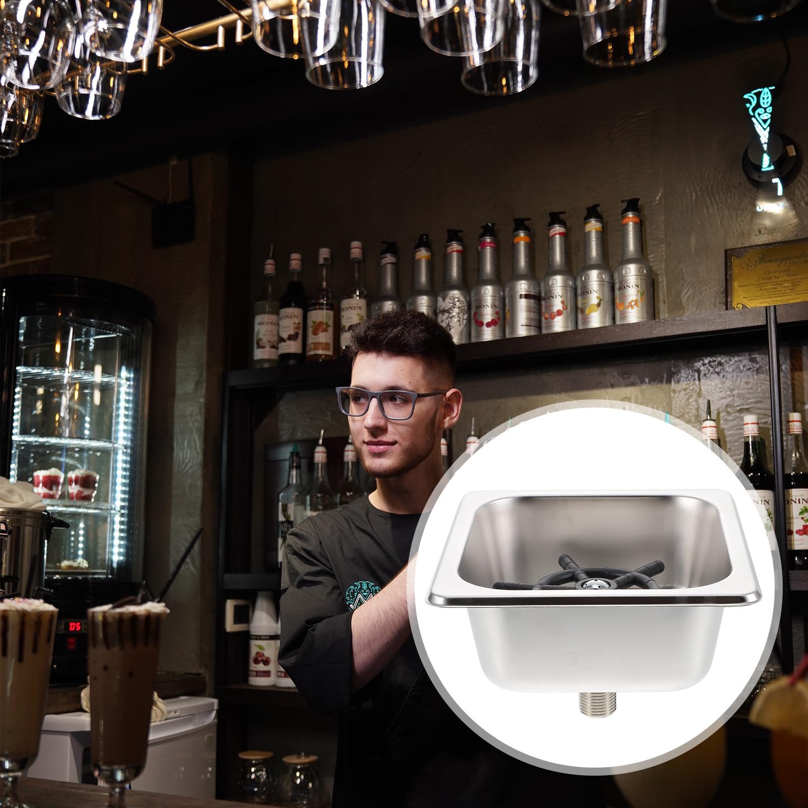 Lavabicchieri in Acciaio Inox 304 ad Alta Pressione Lavabottiglie Automatico per Bar e Cucina Risciacquo Rapido Bicchieri di Vetro Tubo Integrato Pulizia Pratica e