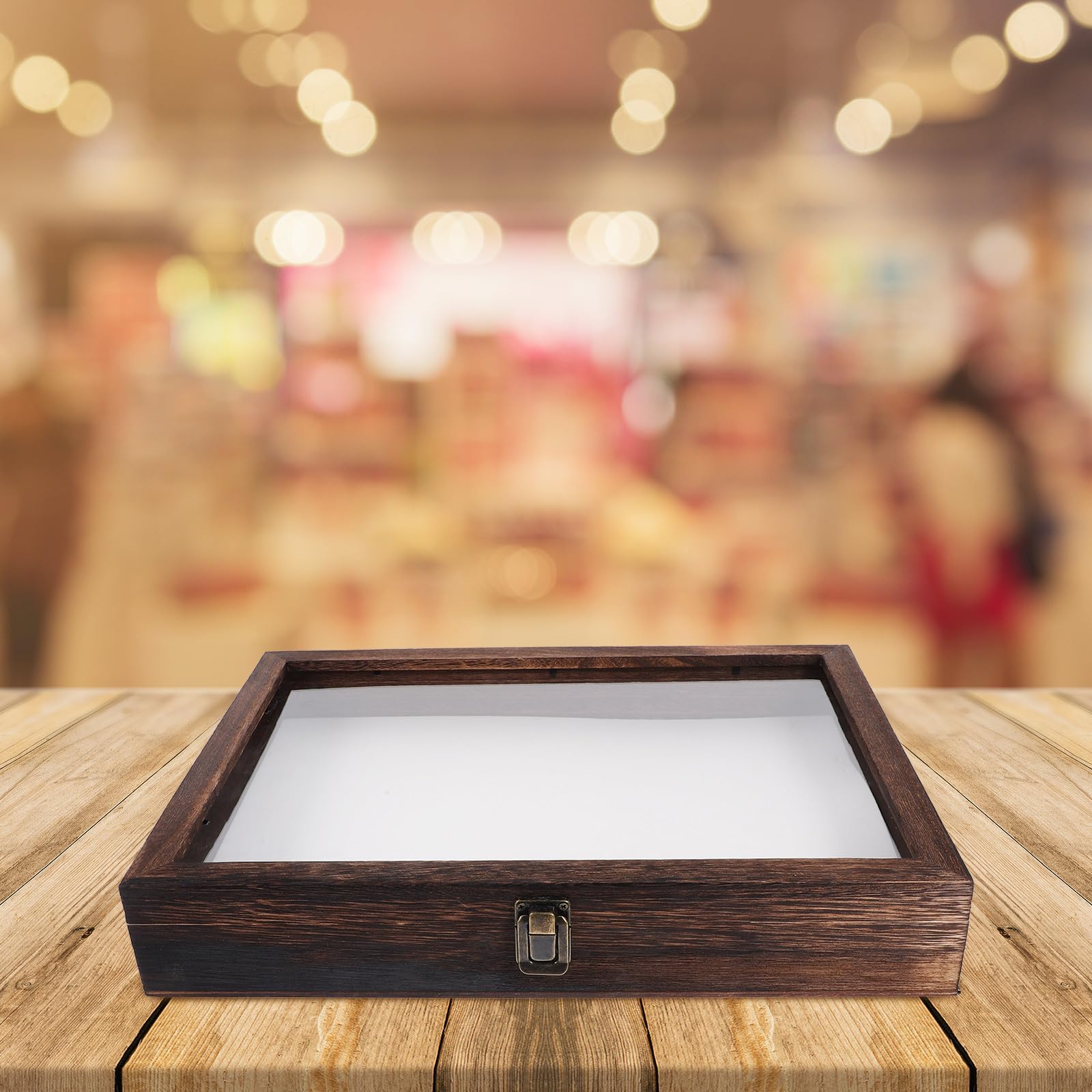 Vitrina de Madera Retro para Insectos y Colecciones Tapa Transparente y Cierre, Caja Compacta para Exhibición y Almacenaje de Muestras y Artesanías Estilo