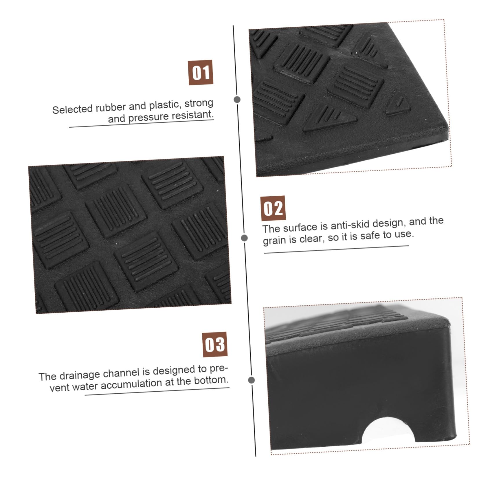 Rampa in Gomma Plastica Portatile per Carichi Pesanti, Rampa di Pendenza Leggera per Marciapiede, Accesso Veicoli e Motociclette, Resistente All'abrasione e Facile da Installare,
