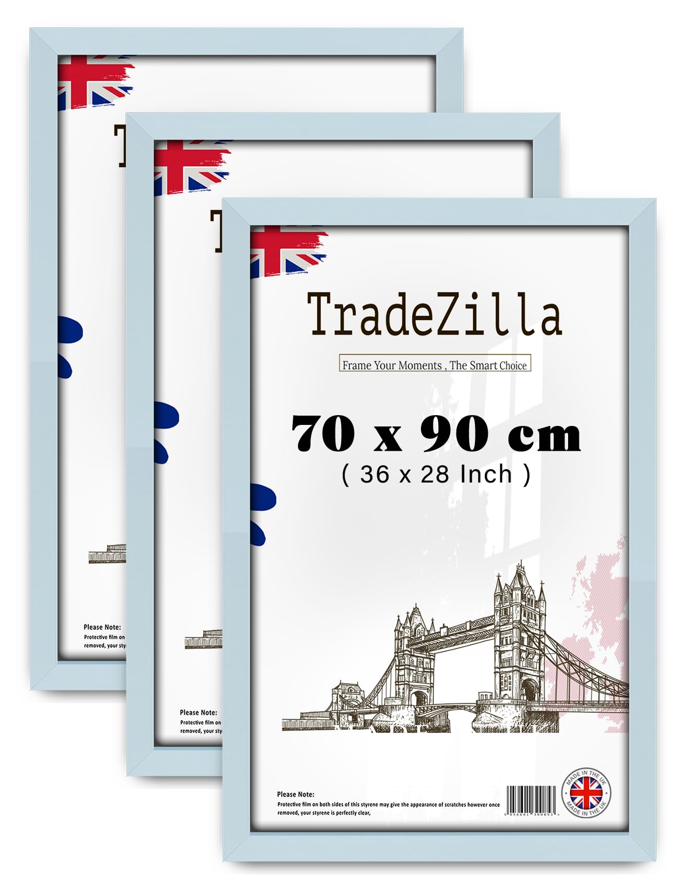 TradeZilla ® pack of 3 Large Light Grey Picture Frame (70 x 90 CM) Photo Frame 36 x 28 for Wall Poster from The Range 700 x 900 mm [ Light Grey ] — image 1