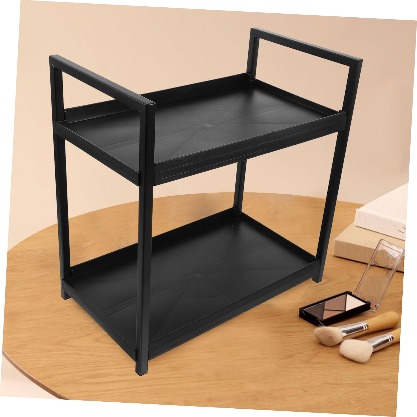 Doppelstöckige Parfümablage aus Eisen mit 2 Ebenen Schwarzer Make Up Organizer für Badezimmer und Schminktisch zur Stilvollen Aufbewahrung