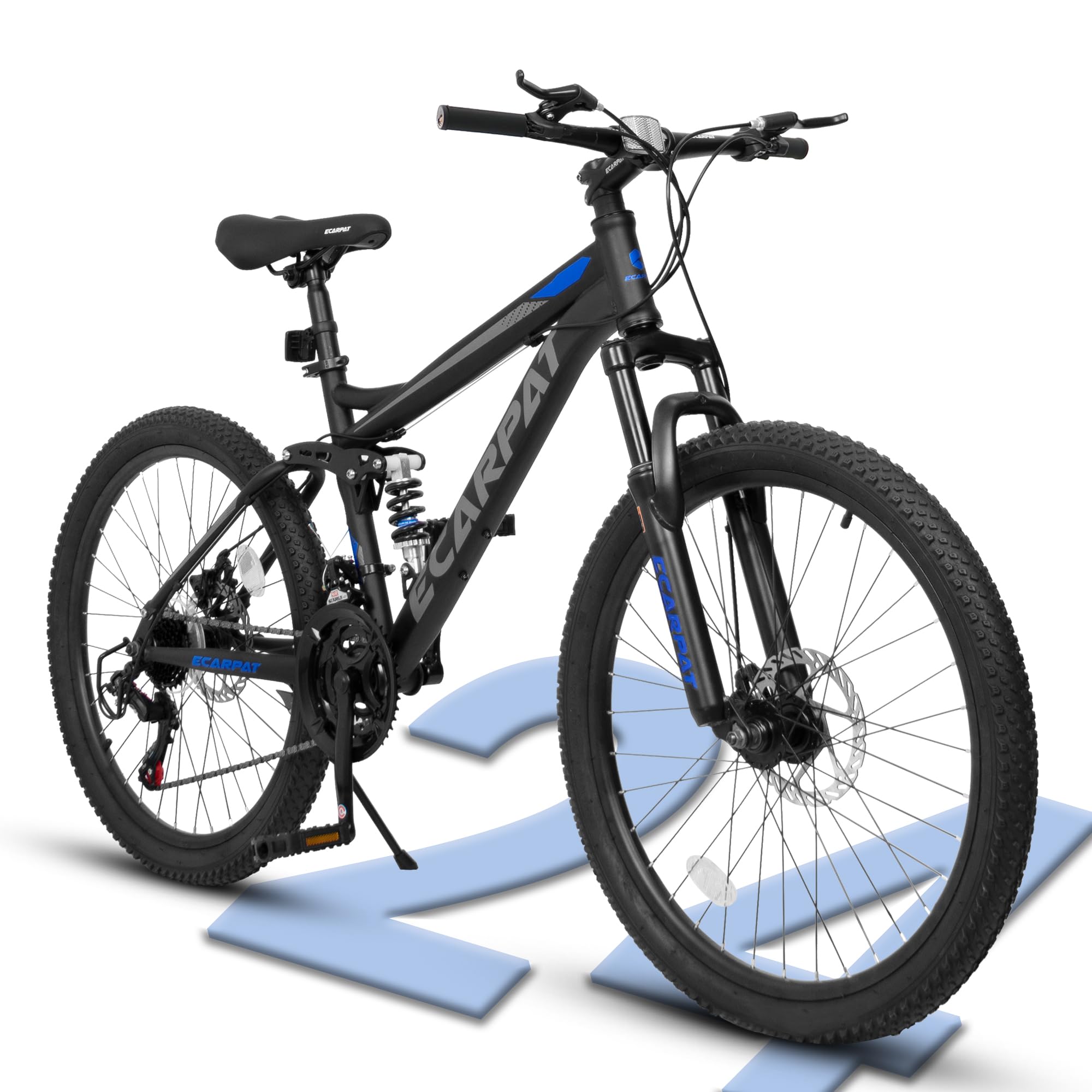 24/26/27.5 Inch Mountain Bike Full Suspension, 21 Speed Mountain Bicycle with Steel Frame and Dual Disc Brakes, Trail Commuter City Bike for Teenagers Adult Men Women