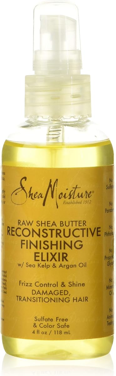 SheaMoisture Agente de peinado para el cabello, manteca de karité cruda, aceite para el cabello reconstructivo y elixir para cabello seco, 4 oz