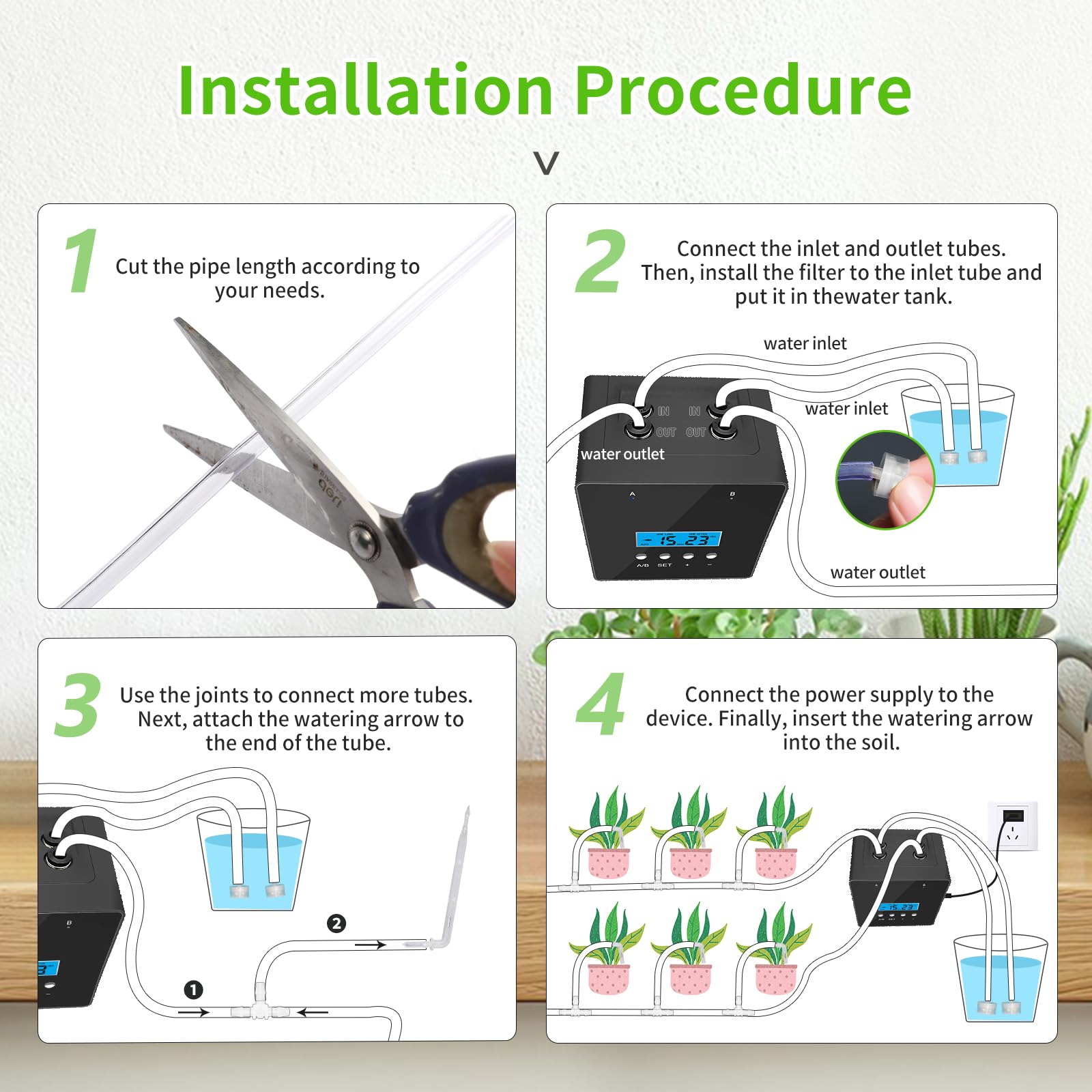 Dispositivi di irrigazione delle piante, 20 supporti per piante d'appartamento in vaso, dispositivi di irrigazione delle piante, kit di irrigazione a goccia automatica Timer programmabile