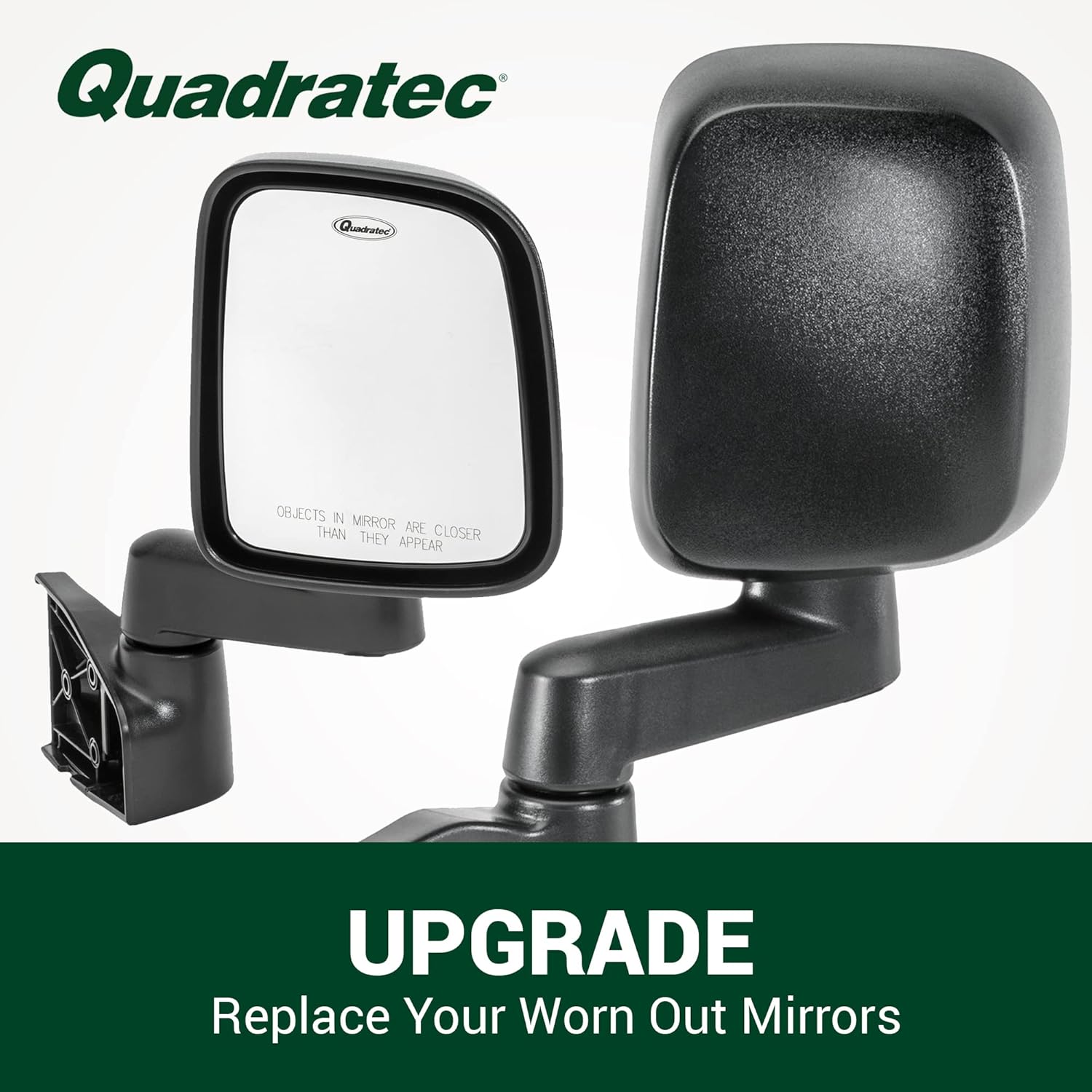 Quadratec 03-06 Factory Style Replacement Mirror, Passenger Side - Fits Jeep Wrangler 1987-2018 YJ, TJ, & JK - Extra Replacement Upgrade Mirror - Looks like OEM Factory Original