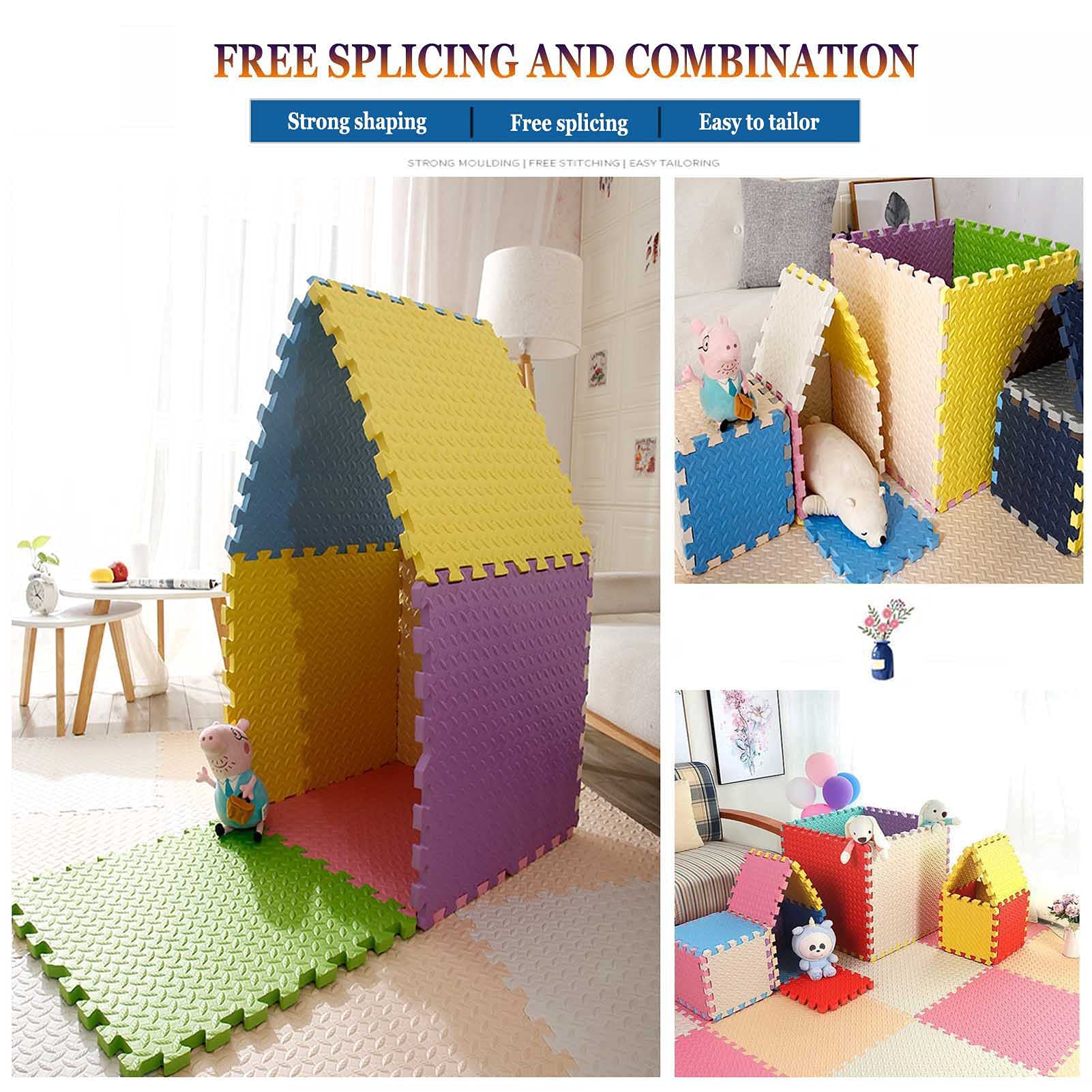 Puzzle Tapis Mousse, EVA Mousse Tapis de Jeu pour Enfants, Jeu Tapis de Puzzles pour Bébé Protection Sol pour gymnases Domicile garages Aires de Jeux pour Enfants,White+Gray,32