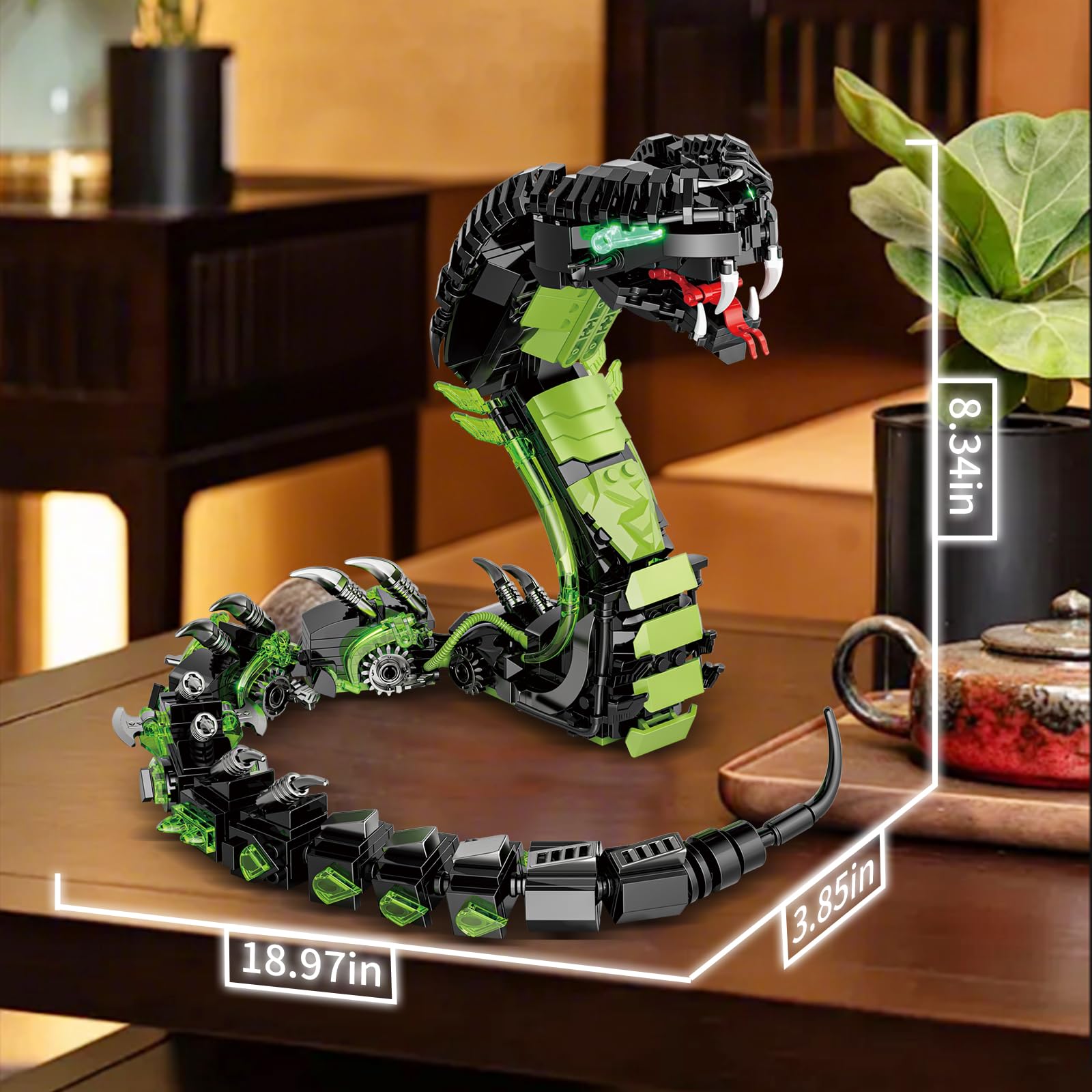 Mechanical Snake Building Set, Ideas Horror Cobra Animal Toy Display Model for Adults, Compatible with Lego Dragon, STEM Gift for Teens Kids Boys Ages 8+ (689 PCS)