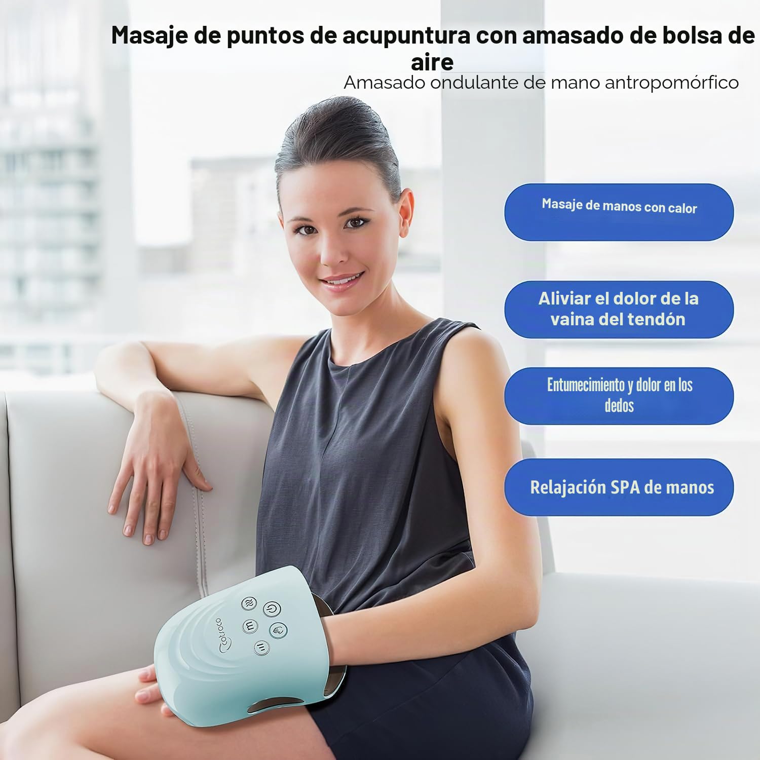 cotsoco Masajeador de manos – 3 tamaños de masaje, masajeador de manos inalámbrico con calor y compresión para artritis y túnel carpiano, regalo para hombres, mujeres, amigos de la familia, relajación