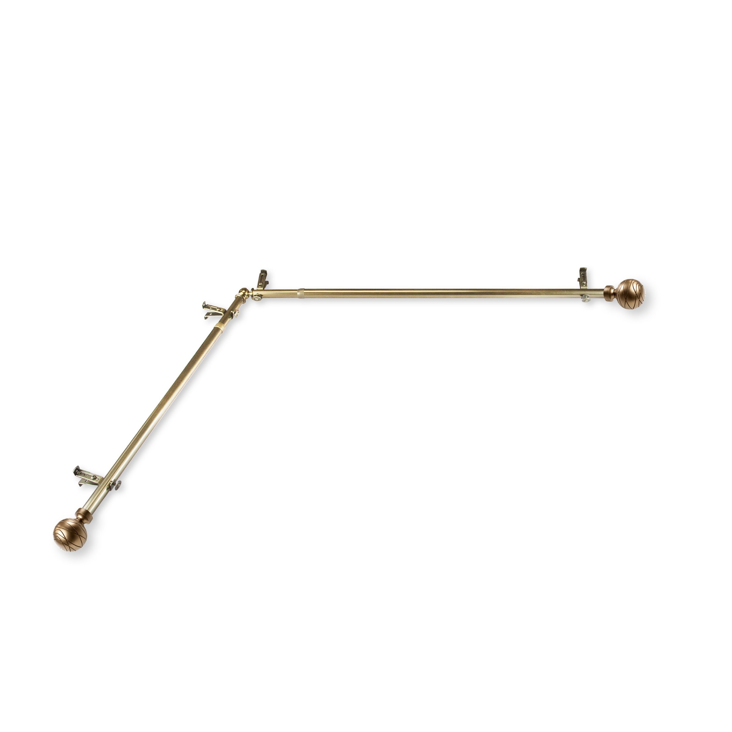 Rod Desyne Arman Corner Single Curtain Rod Set, 48-84 inch, Antique Brass, 2 Count