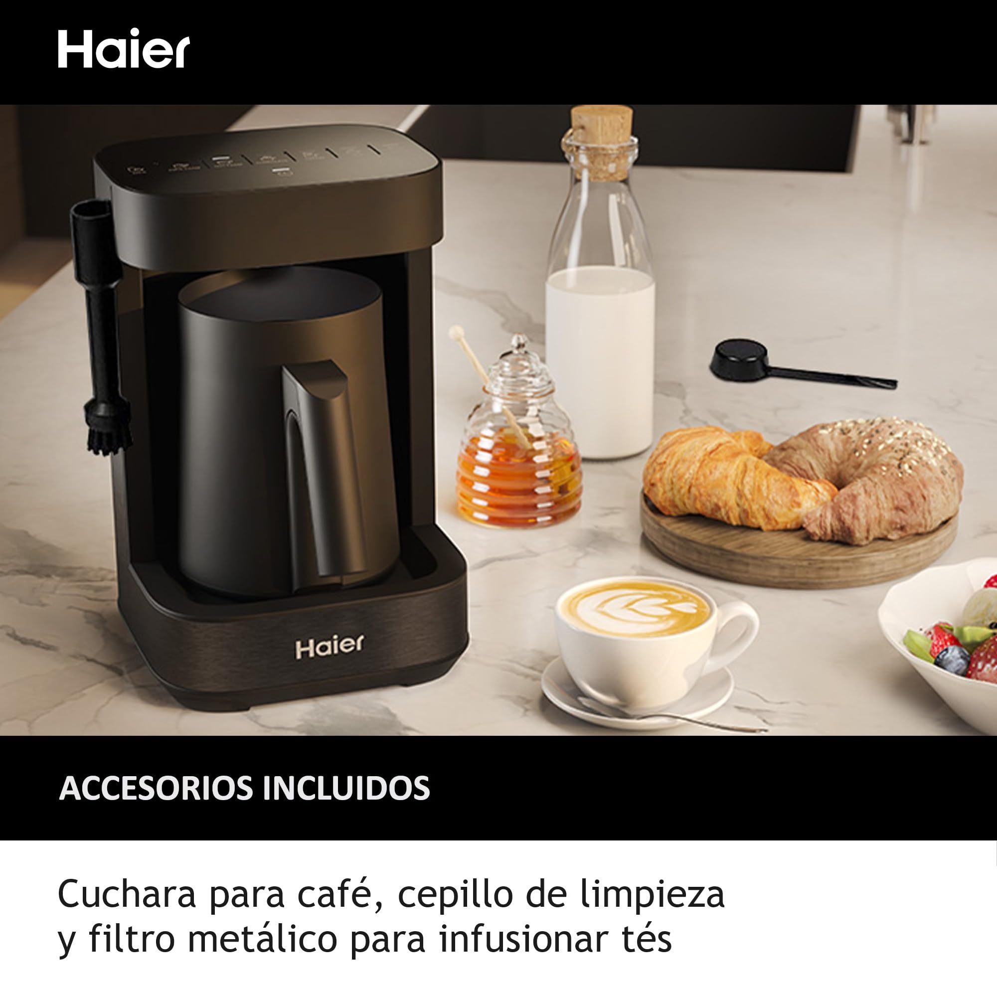 Haier Multi-Bebidas Calientes & Espumador, Programas Múltiples para Café, Chocolate Caliente, Té e Infusiones [I-Master Series 5]