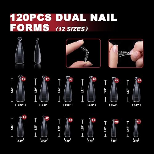 Miniatura 2 de Juego de 120 formas dobles para uñas de gel de polietileno, formas de extensión de gel de uñas en forma de estilete con clips de uñas, selector de