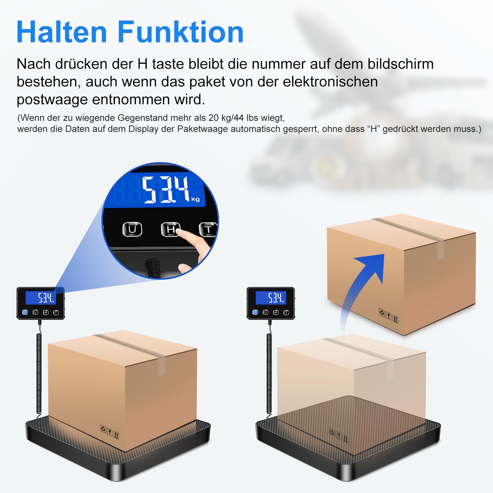 Bilancia Digitale 200 kg/10 g Alta Precisione con Hold/Tara, Visualizzazione LCD