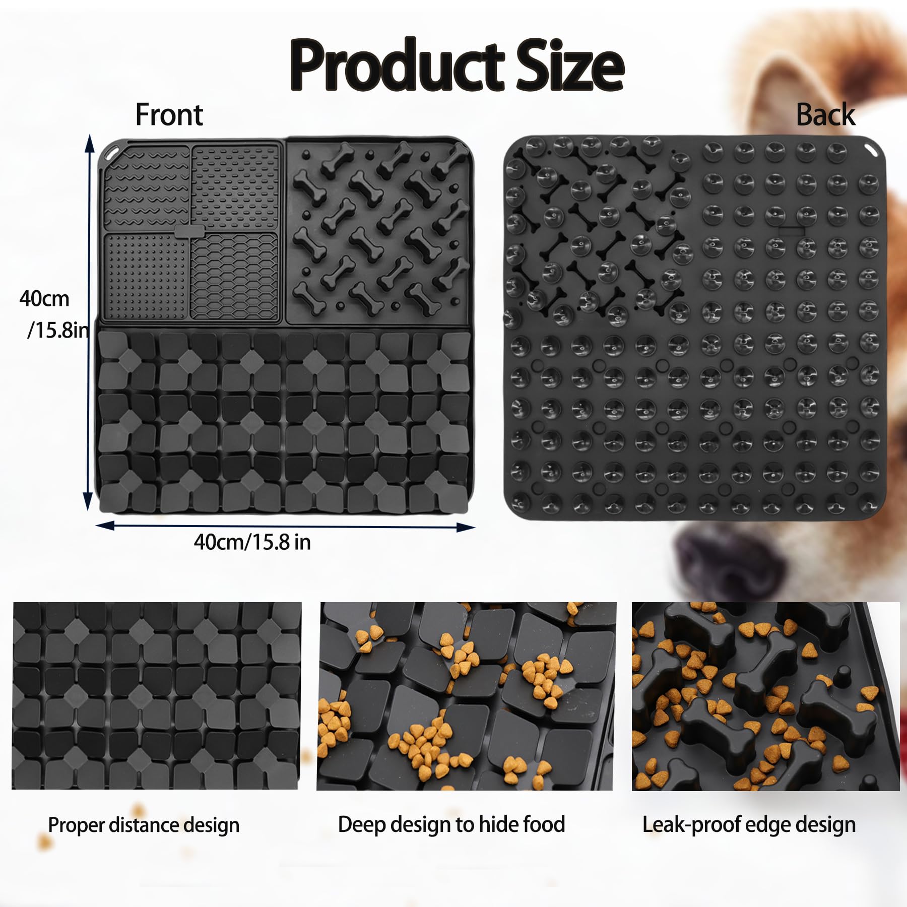 Silikon-Schnüffelmatte für Hunde, langsam füttern, Leckmatte mit Saugnäpfen für langsames Fressen, fördert die natürliche Futtersuche, lindert Stress, Haustier-Schnüffelmatte für kleine