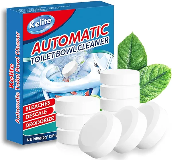 KELITE Automatic Toilet Bowl Cleaner Tablets White Toilet Tank Cleaners, Septic-Safe Hard Water Ring Stain Remover, Smell Eliminator Heavy Duty Toilet Cleaning & Deodorizer, Fresh Scent - 12 PACK