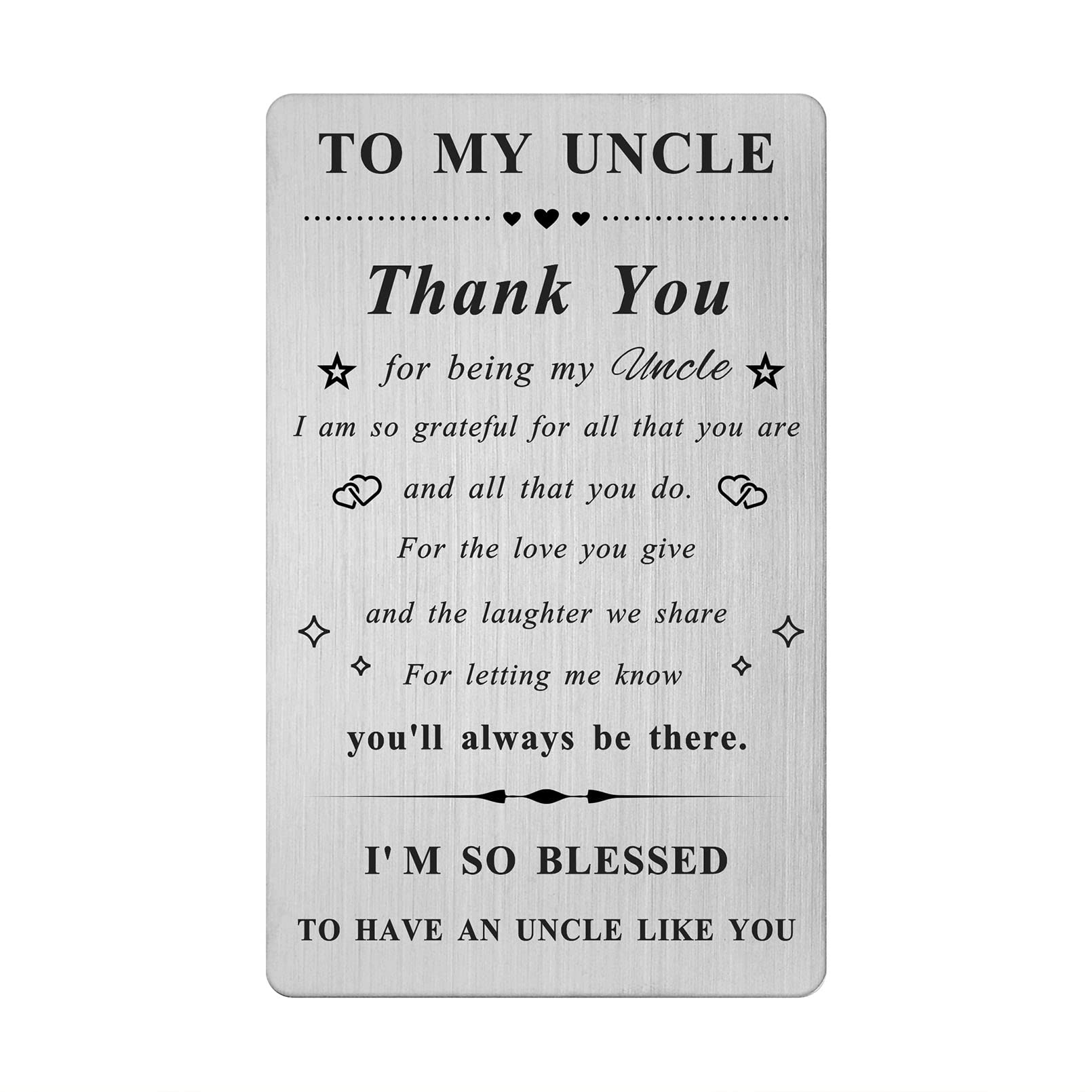 LGQDYMZ Uncle Card Gifts for Men - Best Uncle Gift from Nephew Niece for Fathers Day Birthday Wedding Engraved Wallet Card Gifts