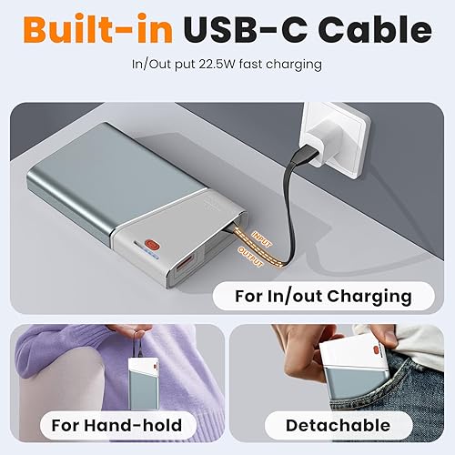 Miniatura 6 de Kesguar Cargador portátil de 20000 mAh, 22.5 W PD 3.0+QC 4.0 cargador de batería de carga rápida, enfriador e irrompible funda de metal aeroespacial