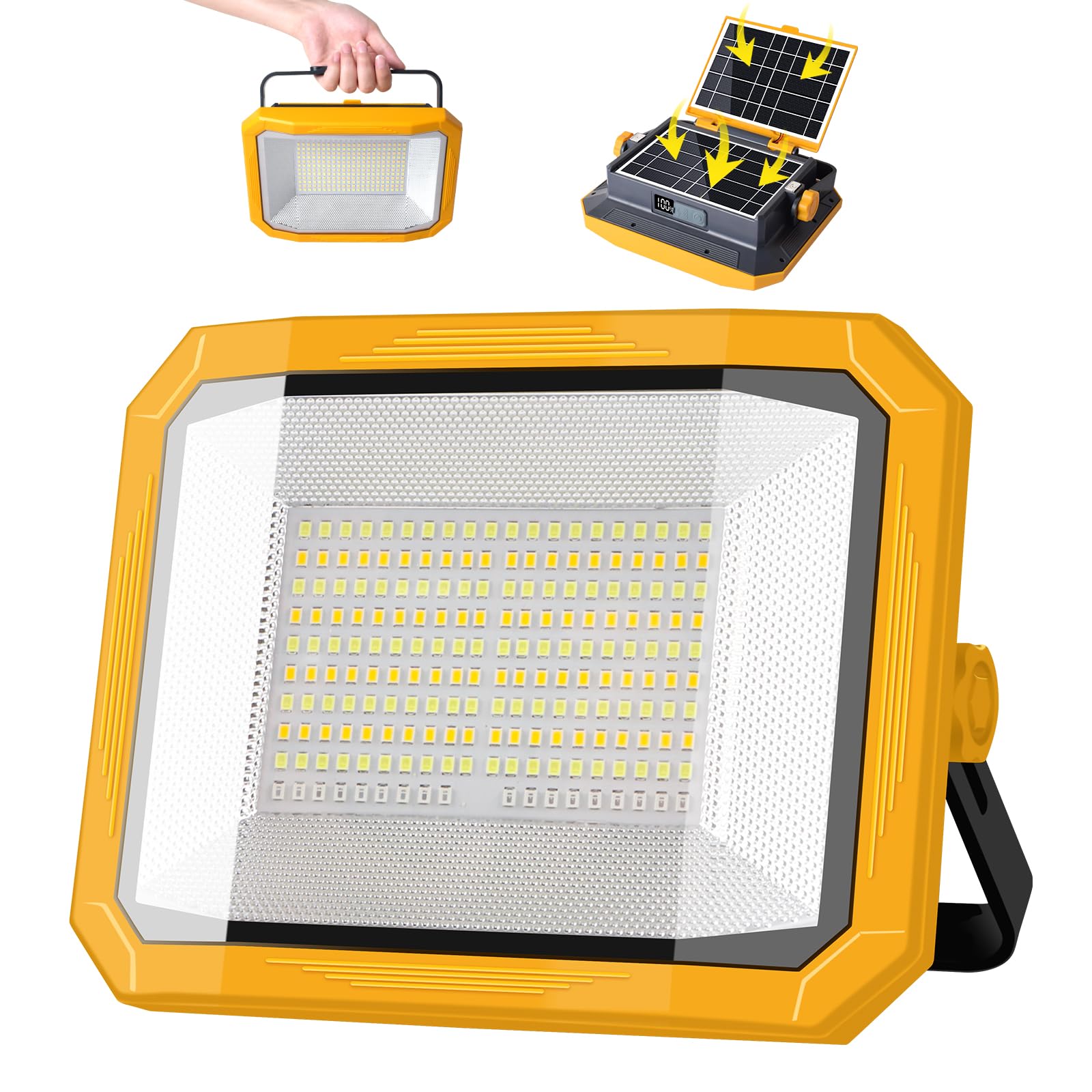 Faretto LED ricaricabile portatile, luce da lavoro impermeabile, luce USB a 4 modalità con pannello solare per campeggio, garage, emergenza, officin | Leroy Merlin