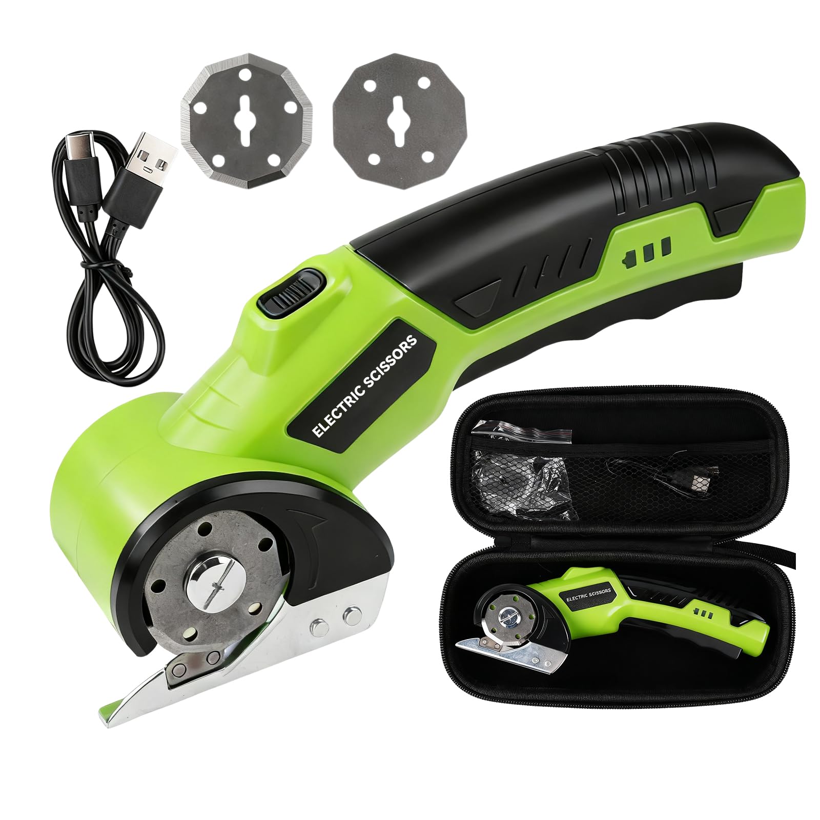 Tijeras Eléctricas Inalámbrico, 4,2 V Cortador de Cartón Recargable 2000mAh para Cuero Cartón