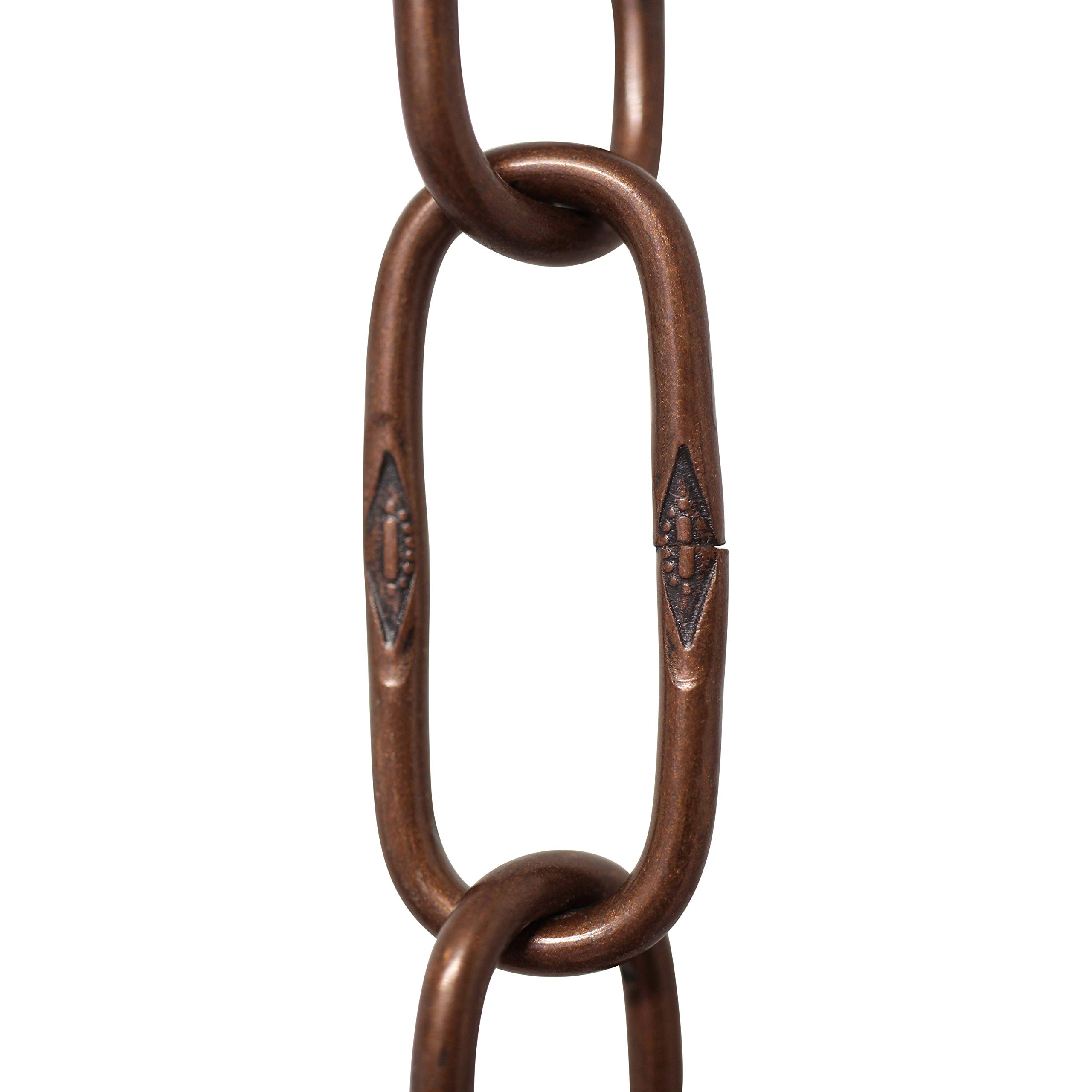 RCH Hardware CH-S58-40-AC-3 | 6 Gauge Decorative Solid Steel Spanish Link Fixture Chain | 3 Foot Increments |Antique Copper Finish