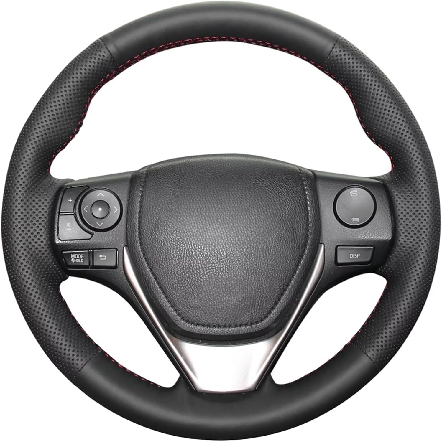 Loncky Genuine Leather Carbon Fiber Steering Wheel Covers for Toyota Corolla 2014 2015 2016 2017 2018/ RAV4 2013 2014 2015 2016 2017 2018/ Scion iM 2016 Car Custom Interior Accessories