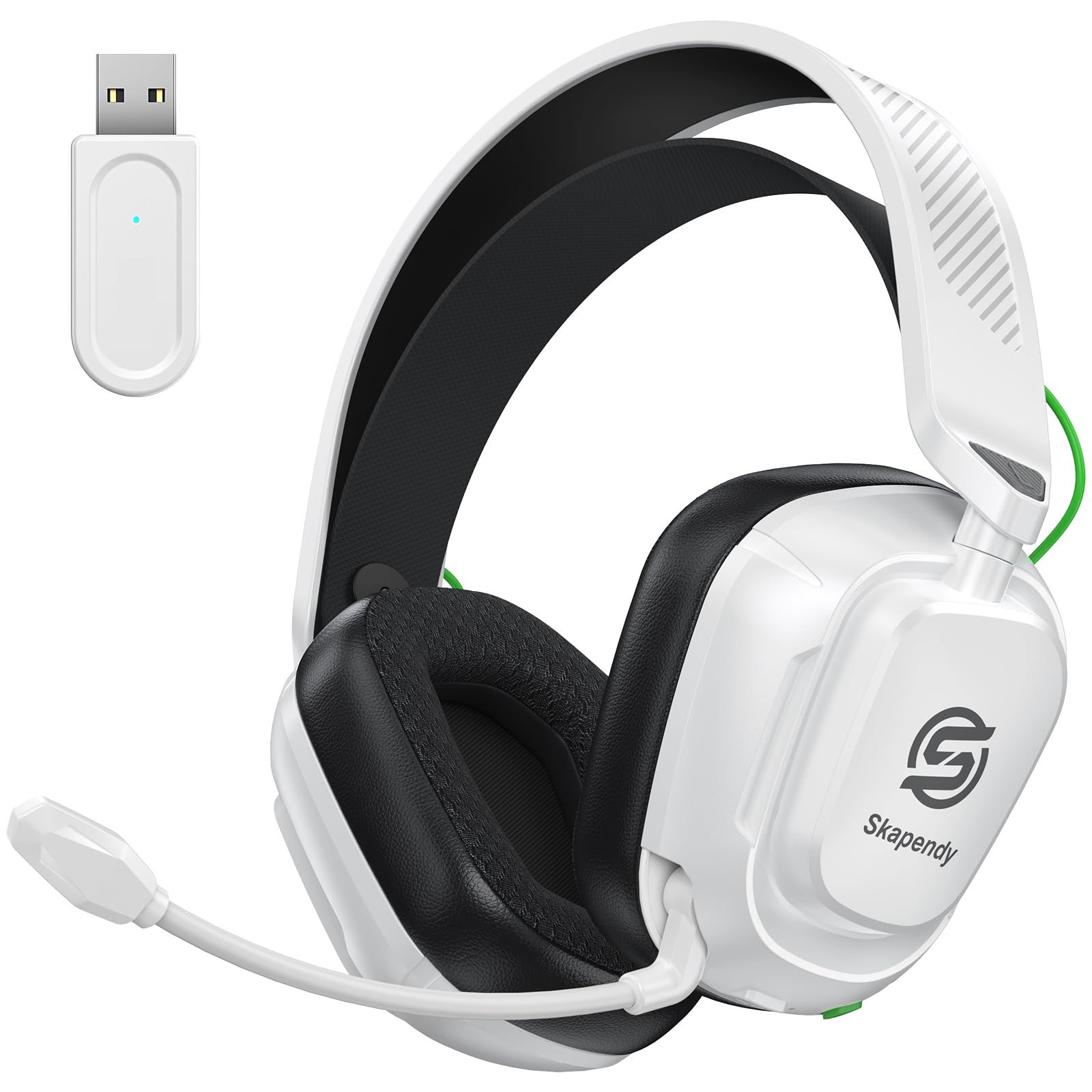 VK84 Cascos Gaming Inalambricos para Ps4, Ps5, PC, Mac, Switch, Auriculares Gaming con Micrófono con cancelación de Ruido, Cascos de Juego Bluetooth 5.4, Blanco Y Negro Brillante